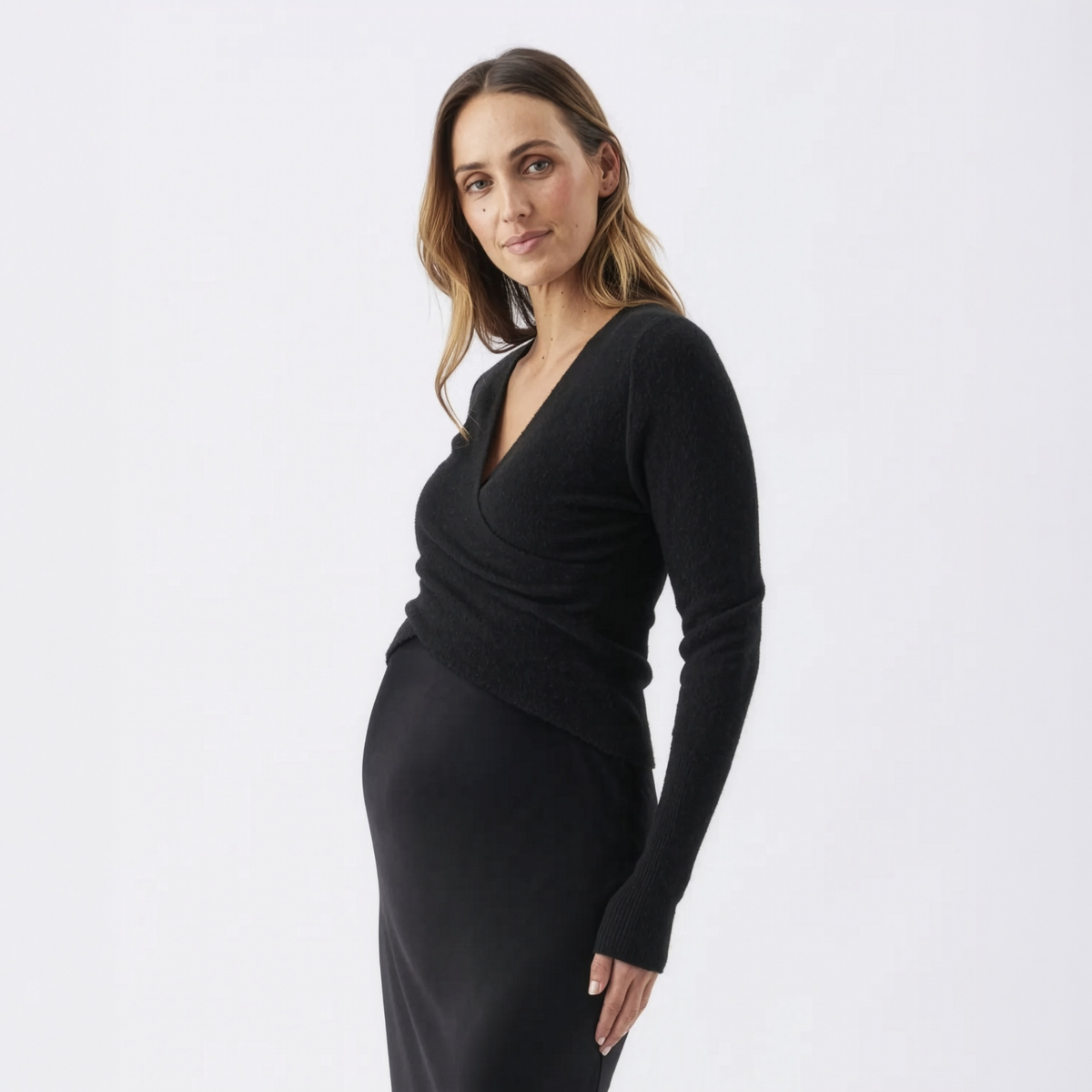 Willa Maternity & Nursing Knit Sweater in Black