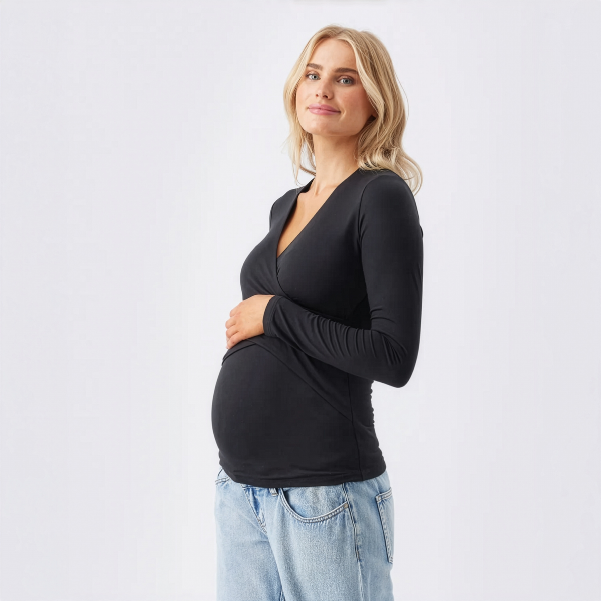 Luxe Knit Embrace Maternity & Nursing Top in Black