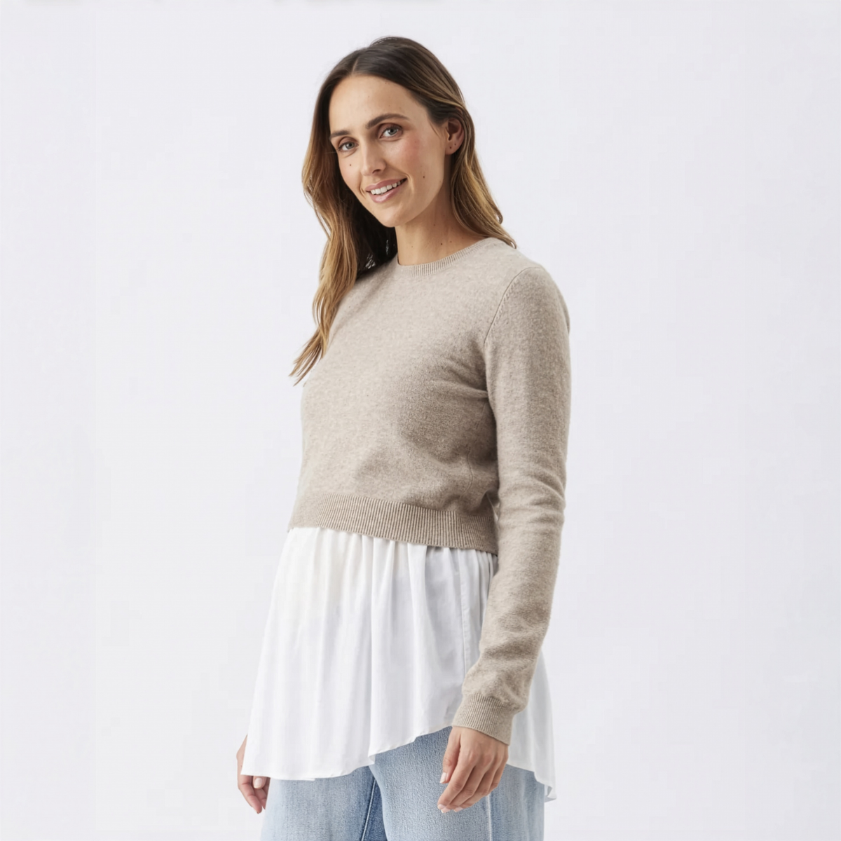 Sandy Detachable Maternity & Nursing Knit in Latte
