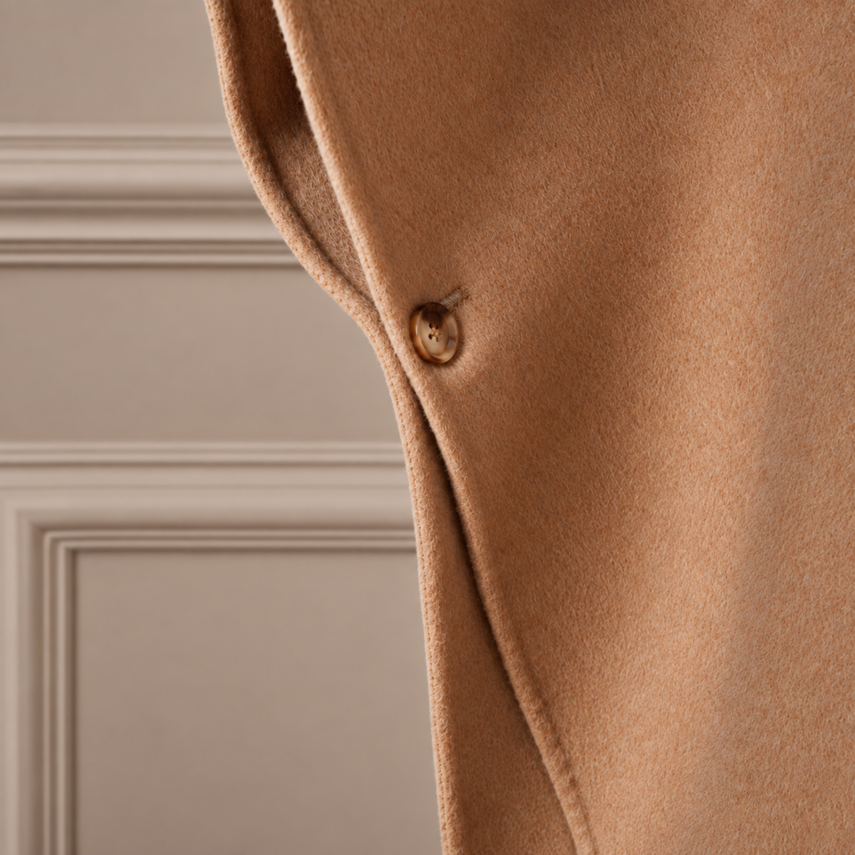 Wool Blend Convertible Cape Coat in Camel
