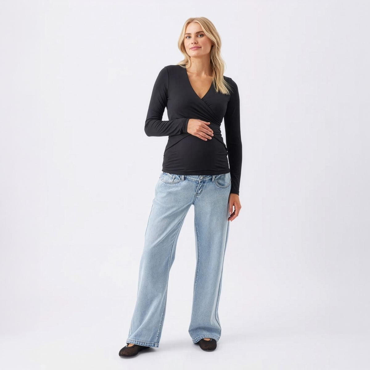 Luxe Knit Embrace Maternity & Nursing Top in Black