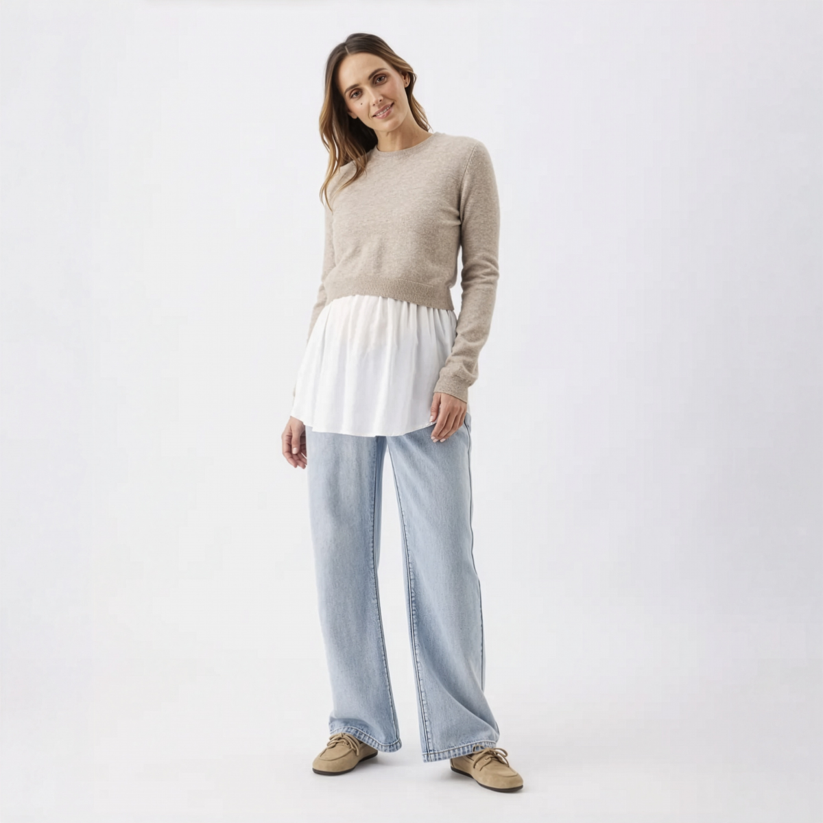 Sandy Detachable Maternity & Nursing Knit in Latte