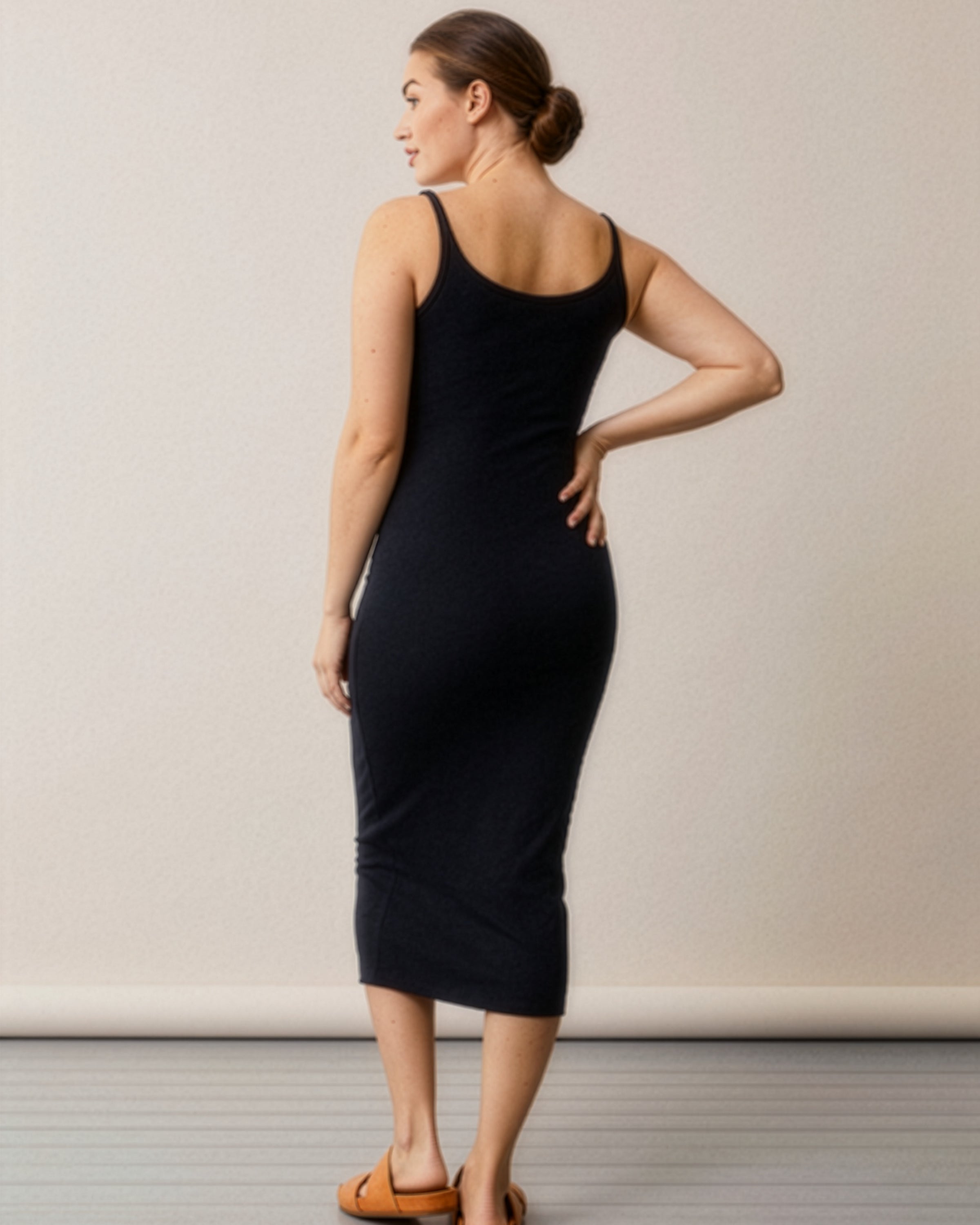Signe Tank Maternity & Nursing Dress in Black