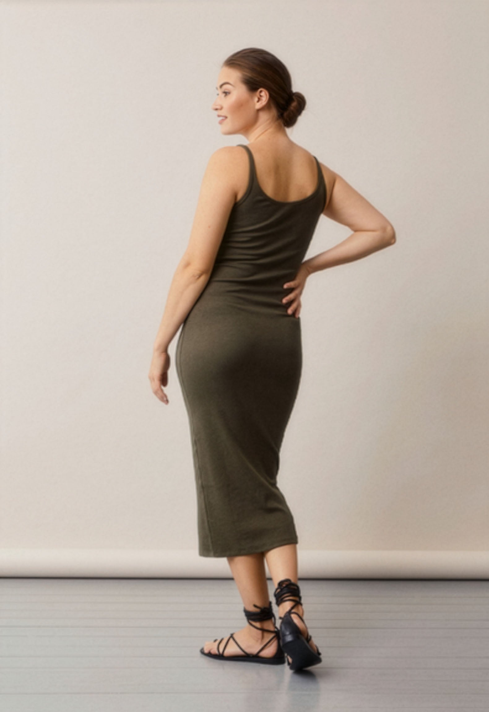 Signe Tank Maternity & Nursing Dress in Pine Green
