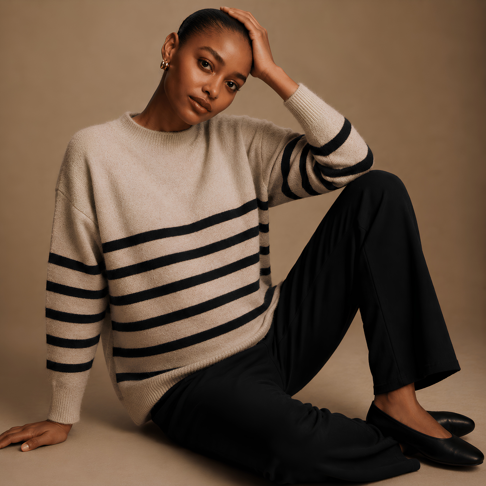 Gerrie Nursing Knit in Mocha & Black