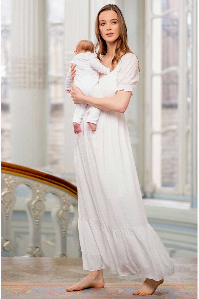 Carolina Maternity White Maxi Dress