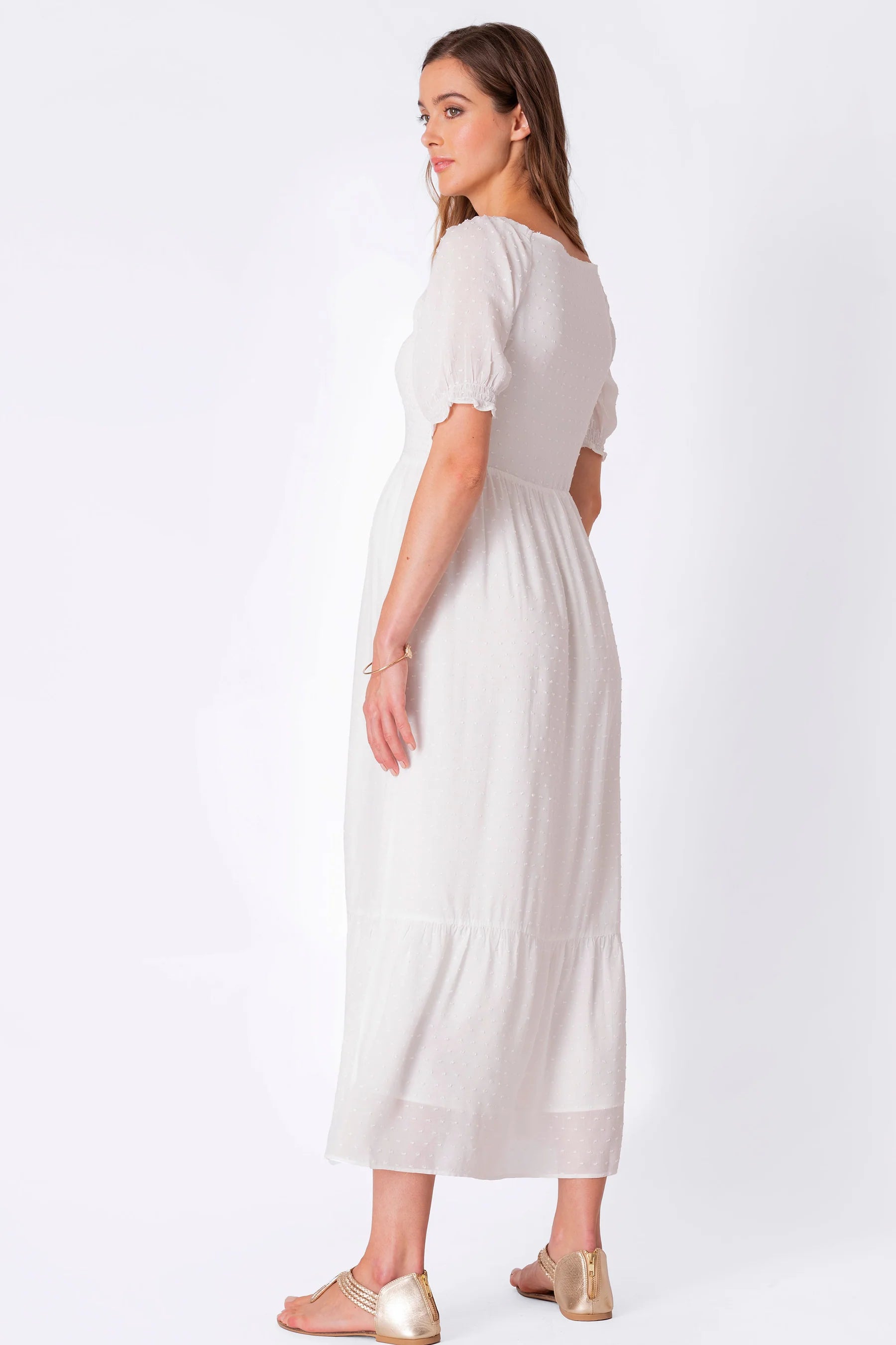 Carolina Maternity White Maxi Dress
