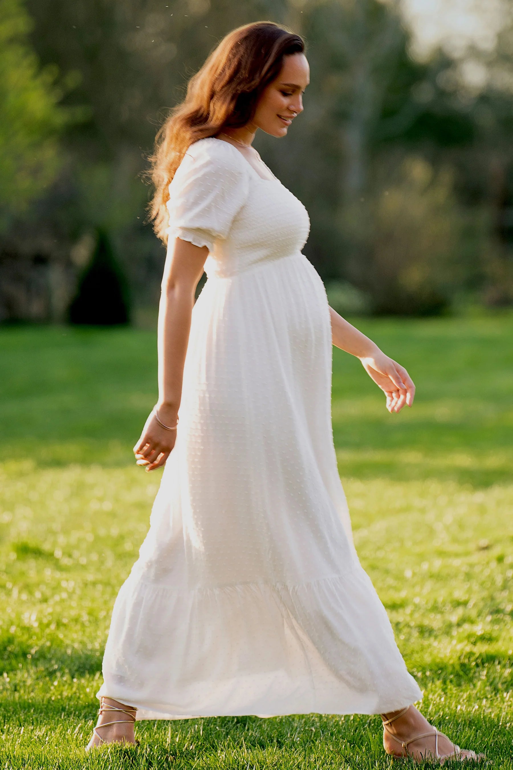 Carolina Maternity White Maxi Dress