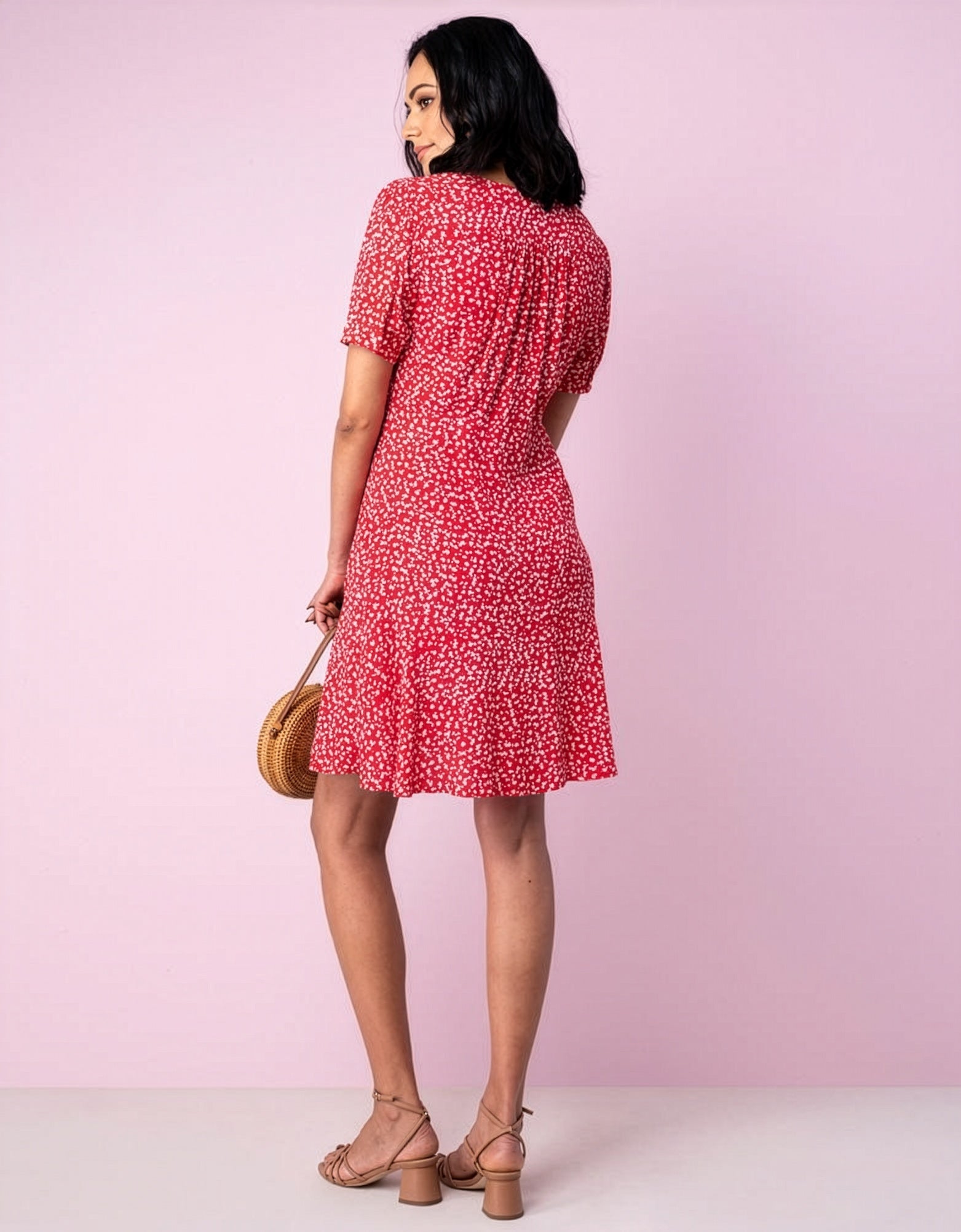 Daffodil Tie Front Maternity Dress in Red