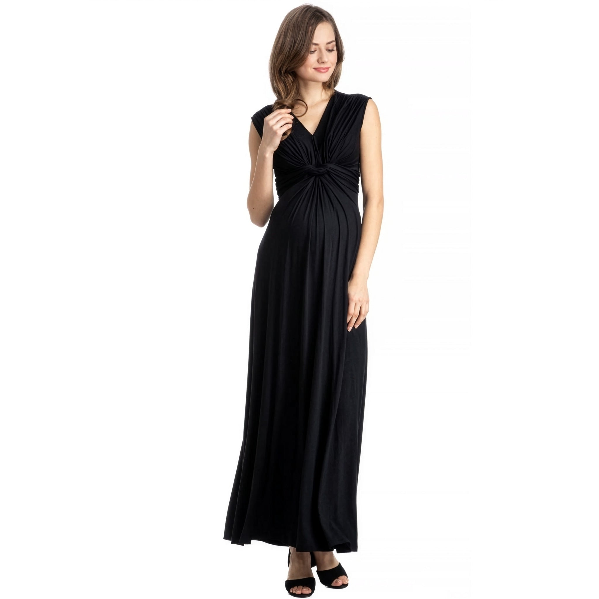 Papaver Maternity & Nursing Maxi Dress in Black