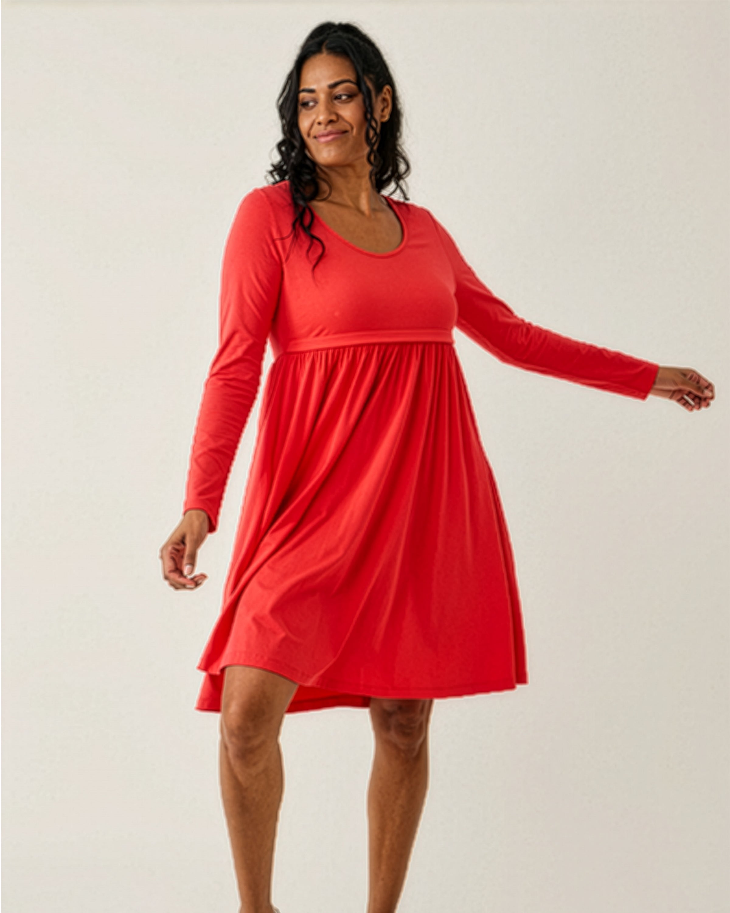 Maternity & Nursing Babydoll Dress in Hibiscus