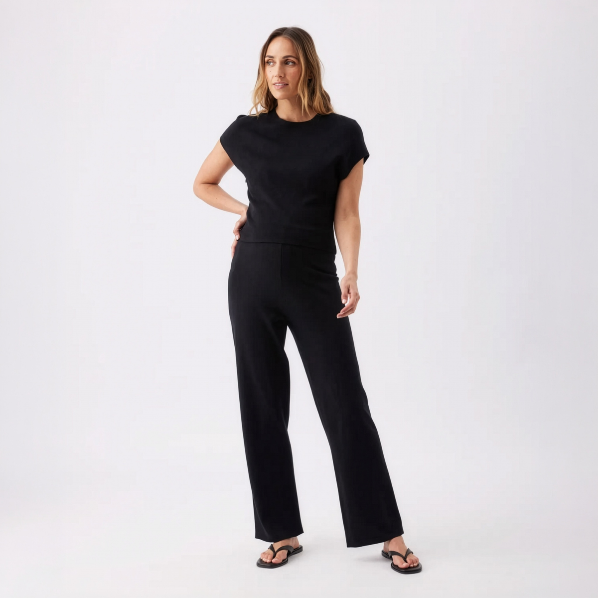 Kira Maternity & Nursing Knit Top in Black