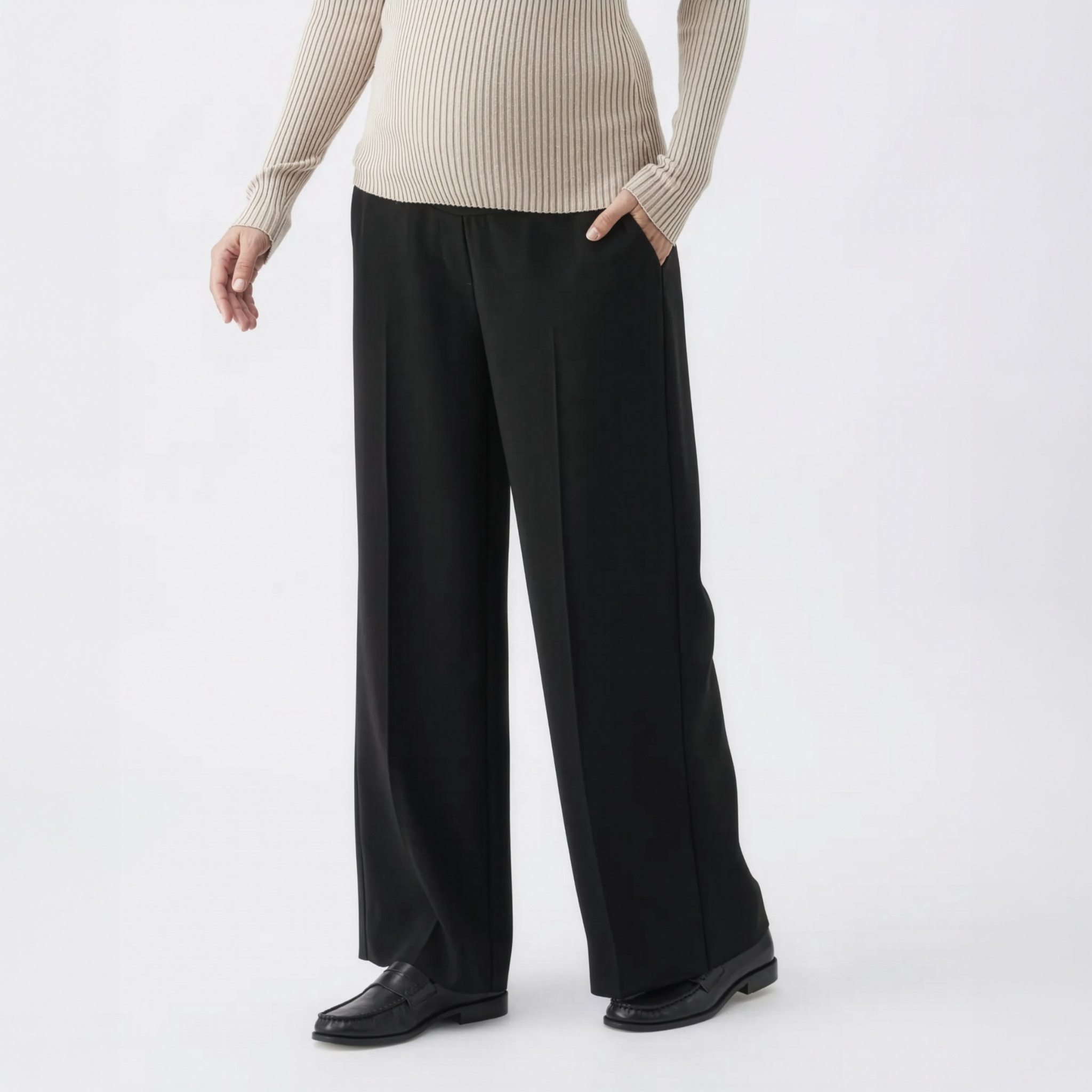 Alexa Wide Leg Maternity Pant in Black