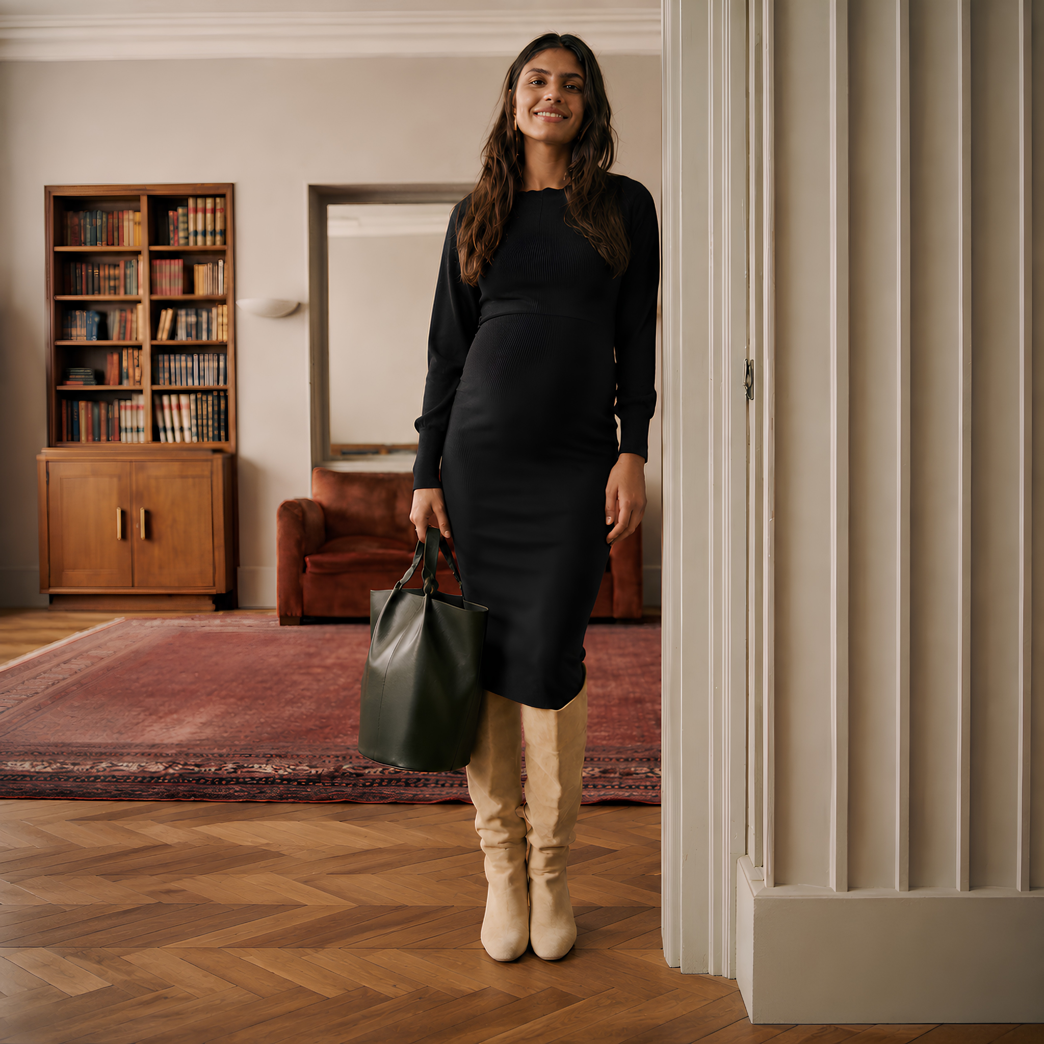 Sloane Knit Maternity Dress in Black
