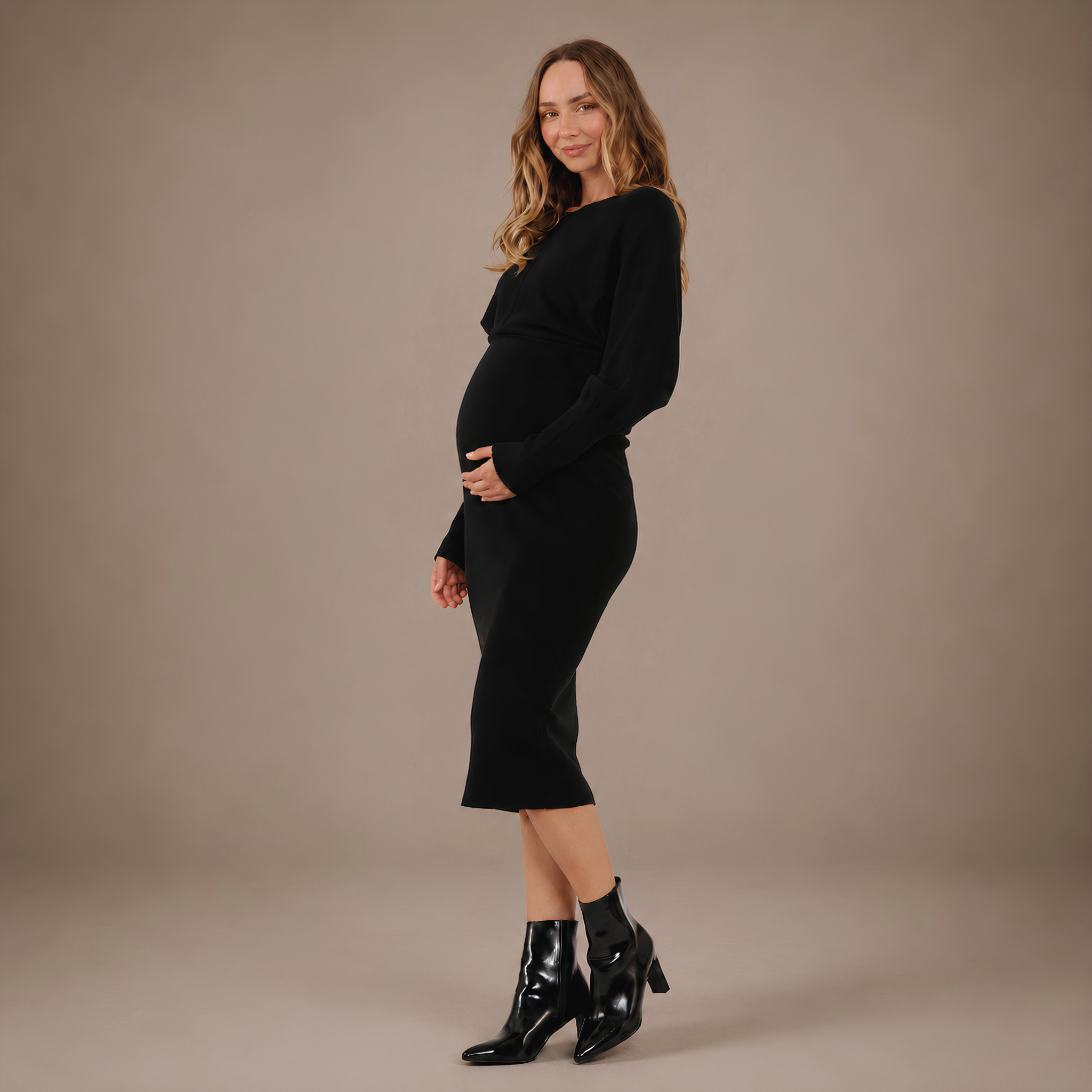 Sloane Knit Maternity Dress in Black