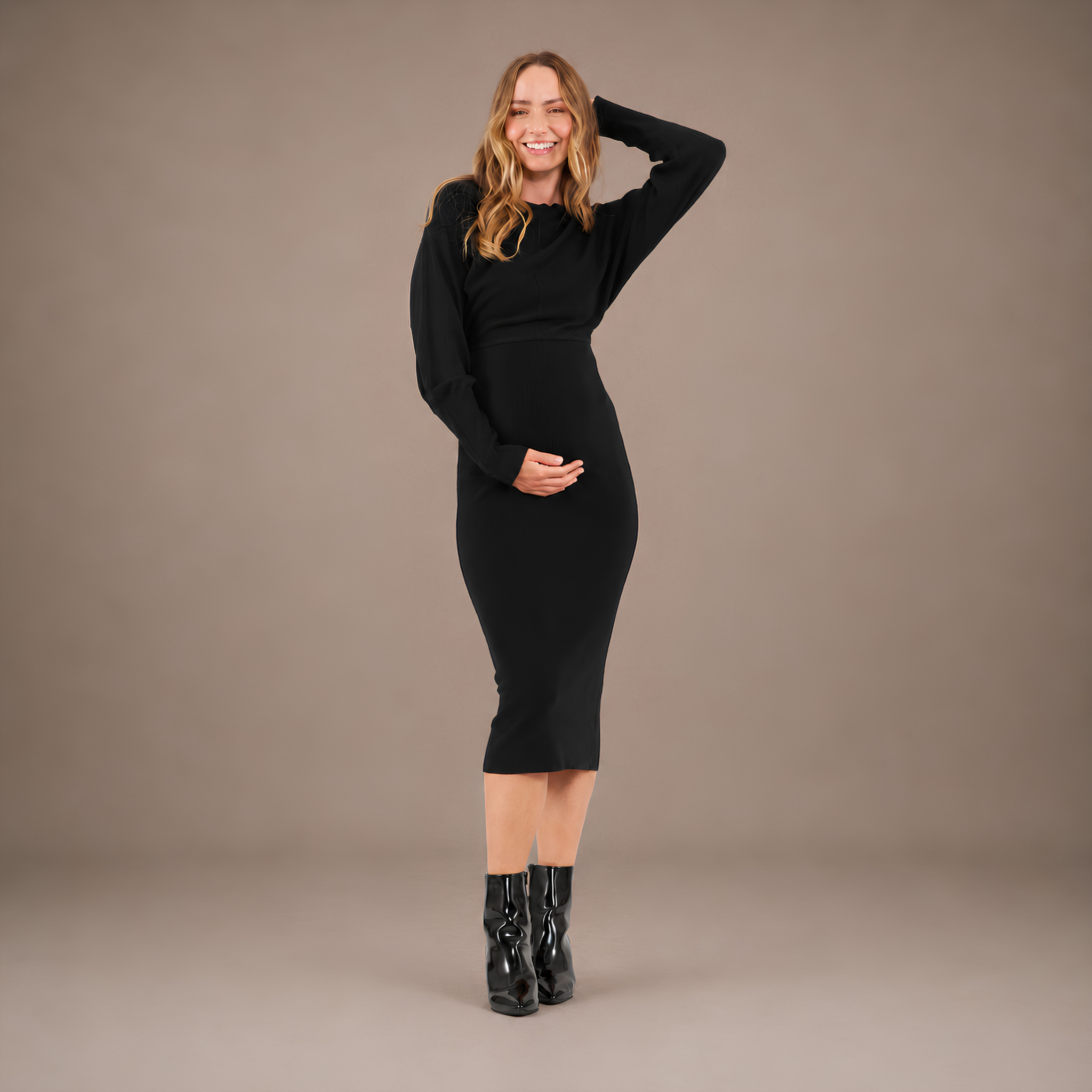 Sloane Knit Maternity Dress in Black