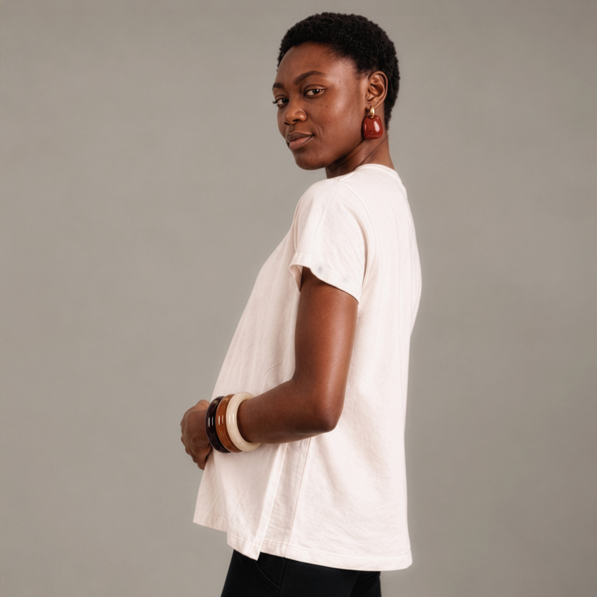 Organic Cotton Maternity & Nursing T-Shirt in Tofu