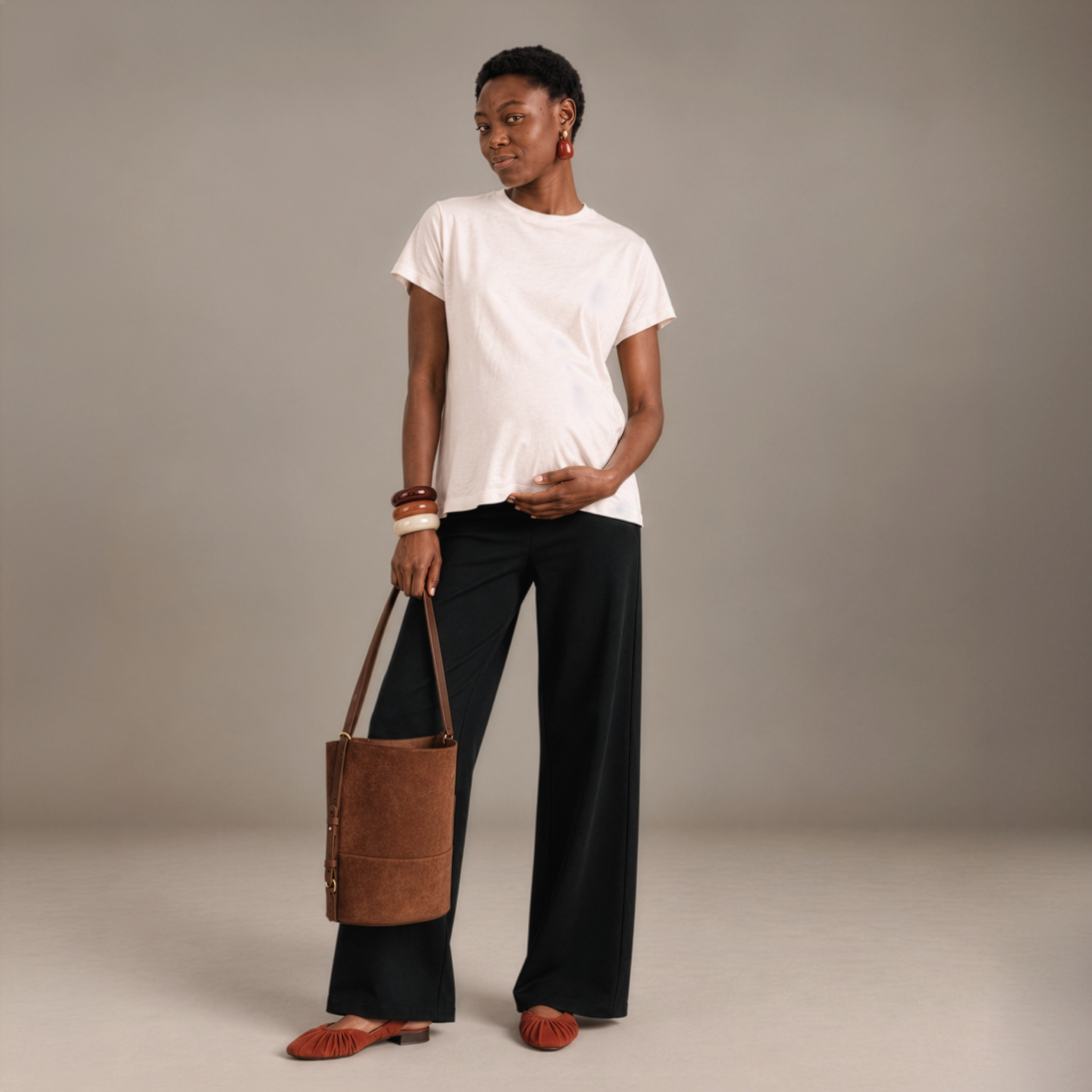 Organic Cotton Maternity & Nursing T-Shirt in Tofu