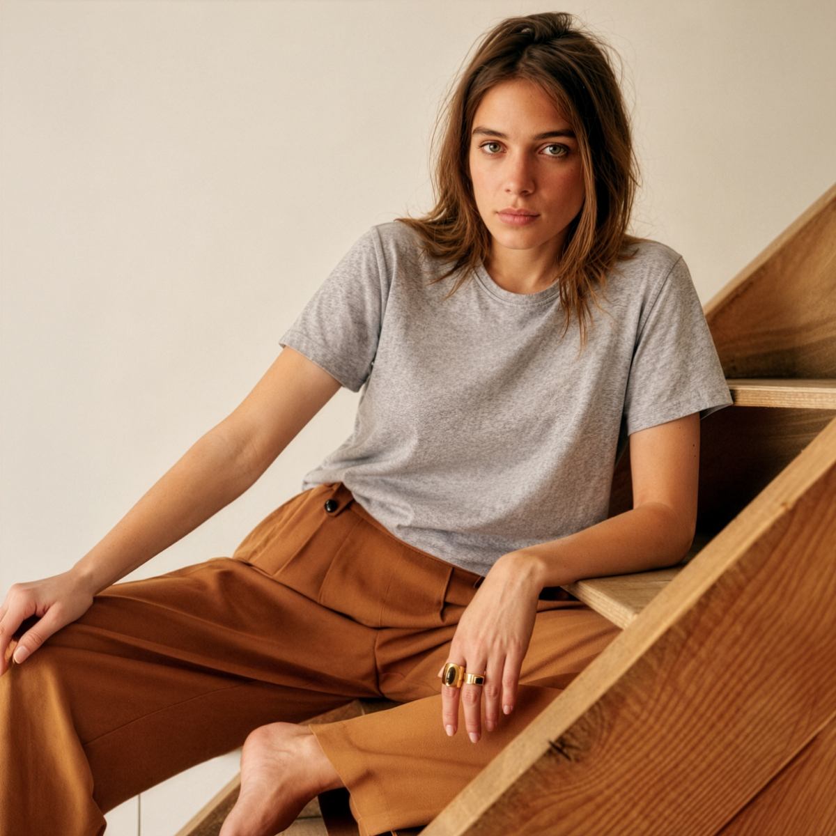Organic Cotton Maternity & Nursing T-Shirt in Grey Melange