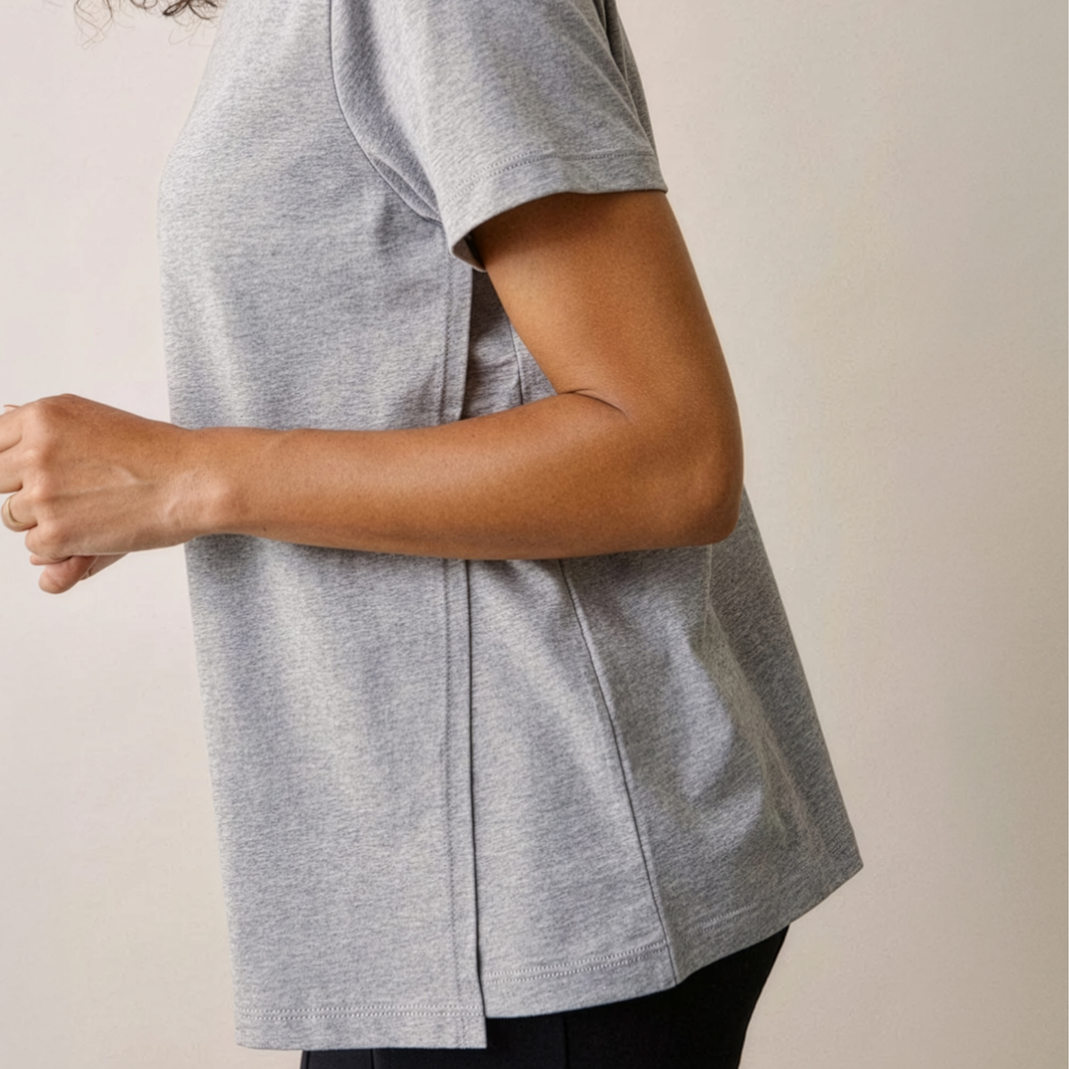 Organic Cotton Maternity & Nursing T-Shirt in Grey Melange