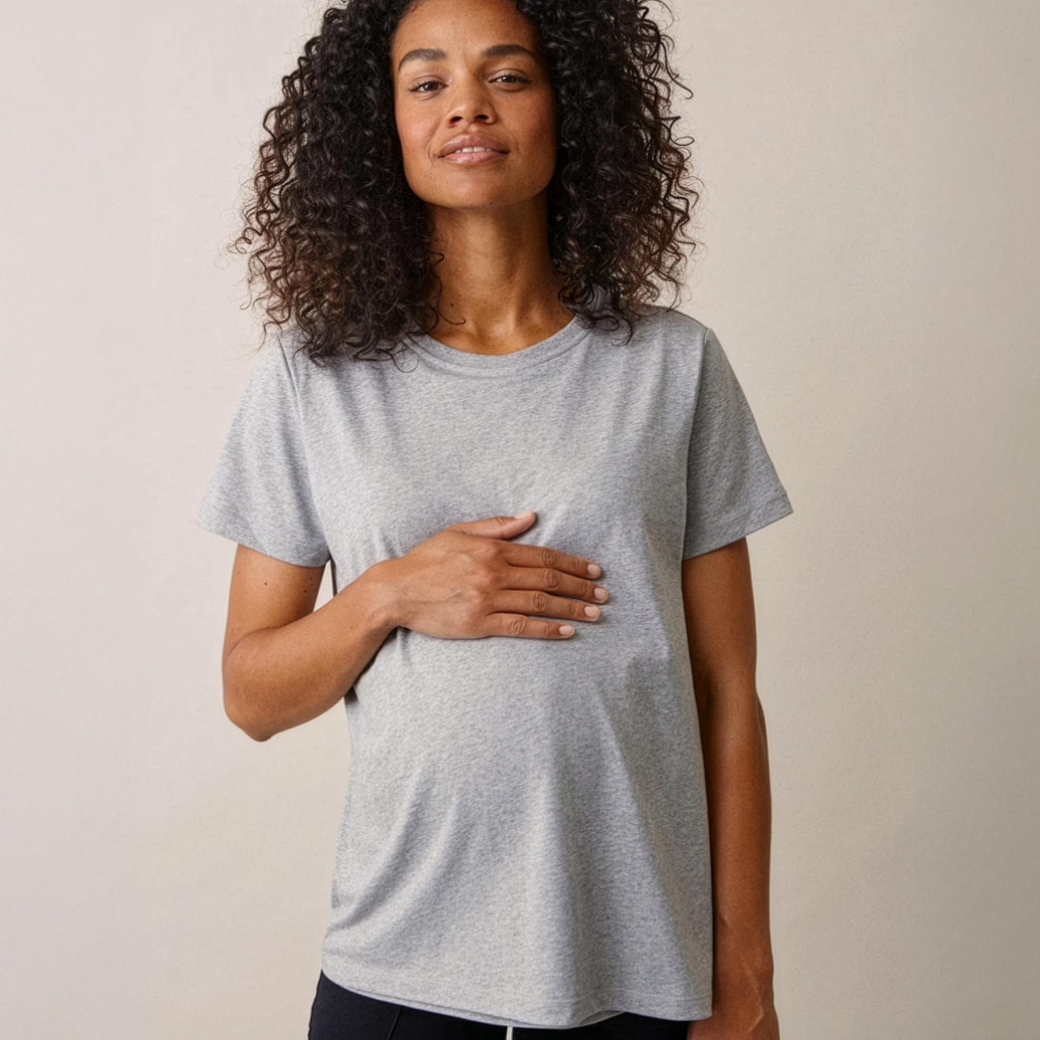Organic Cotton Maternity & Nursing T-Shirt in Grey Melange