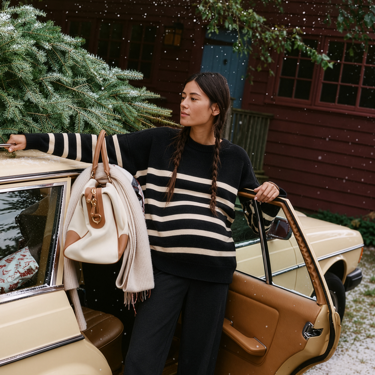 Gerrie Maternity & Nursing Knit in Black & Vanilla