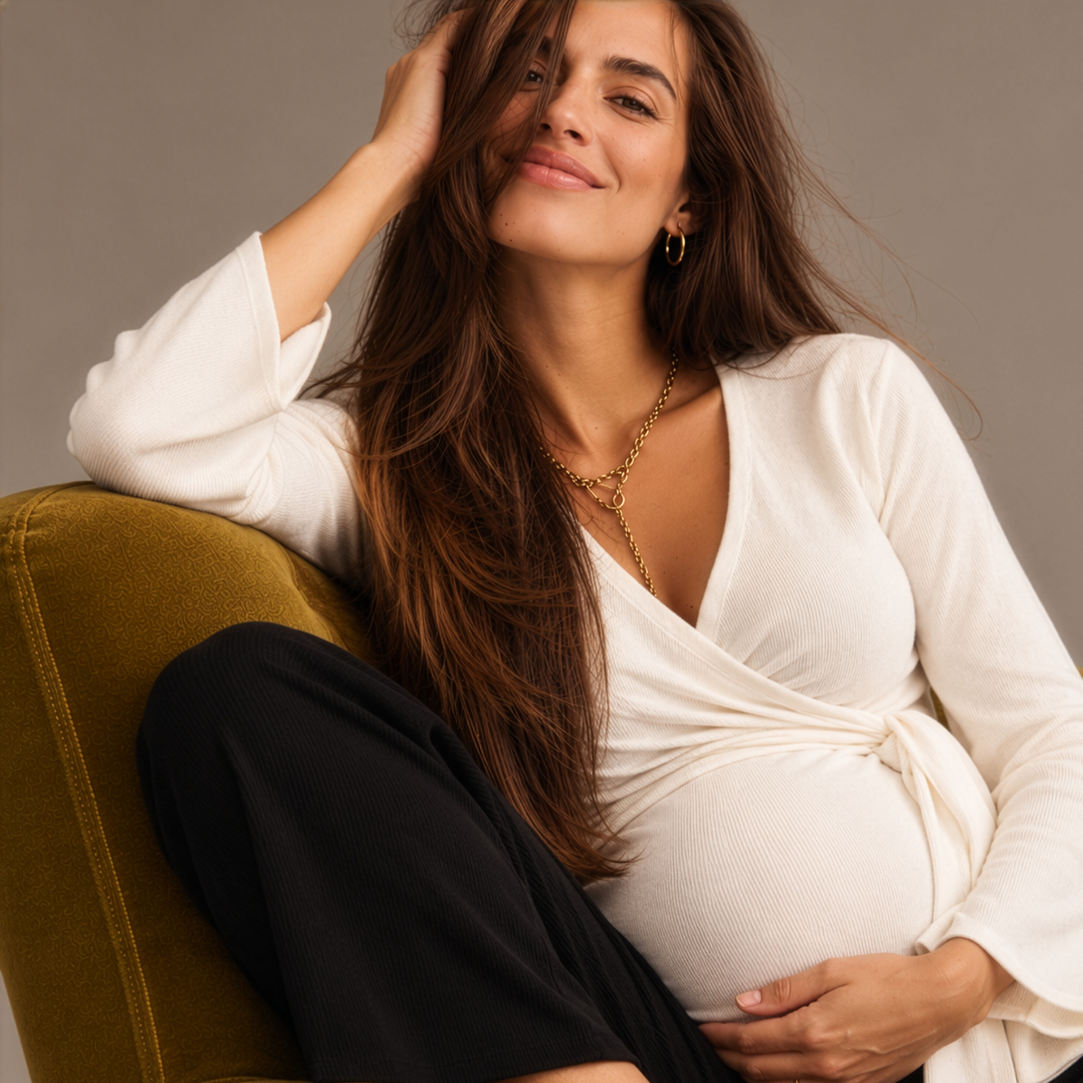 Cross Wrap Maternity & Nursing Knit Top in Ivory