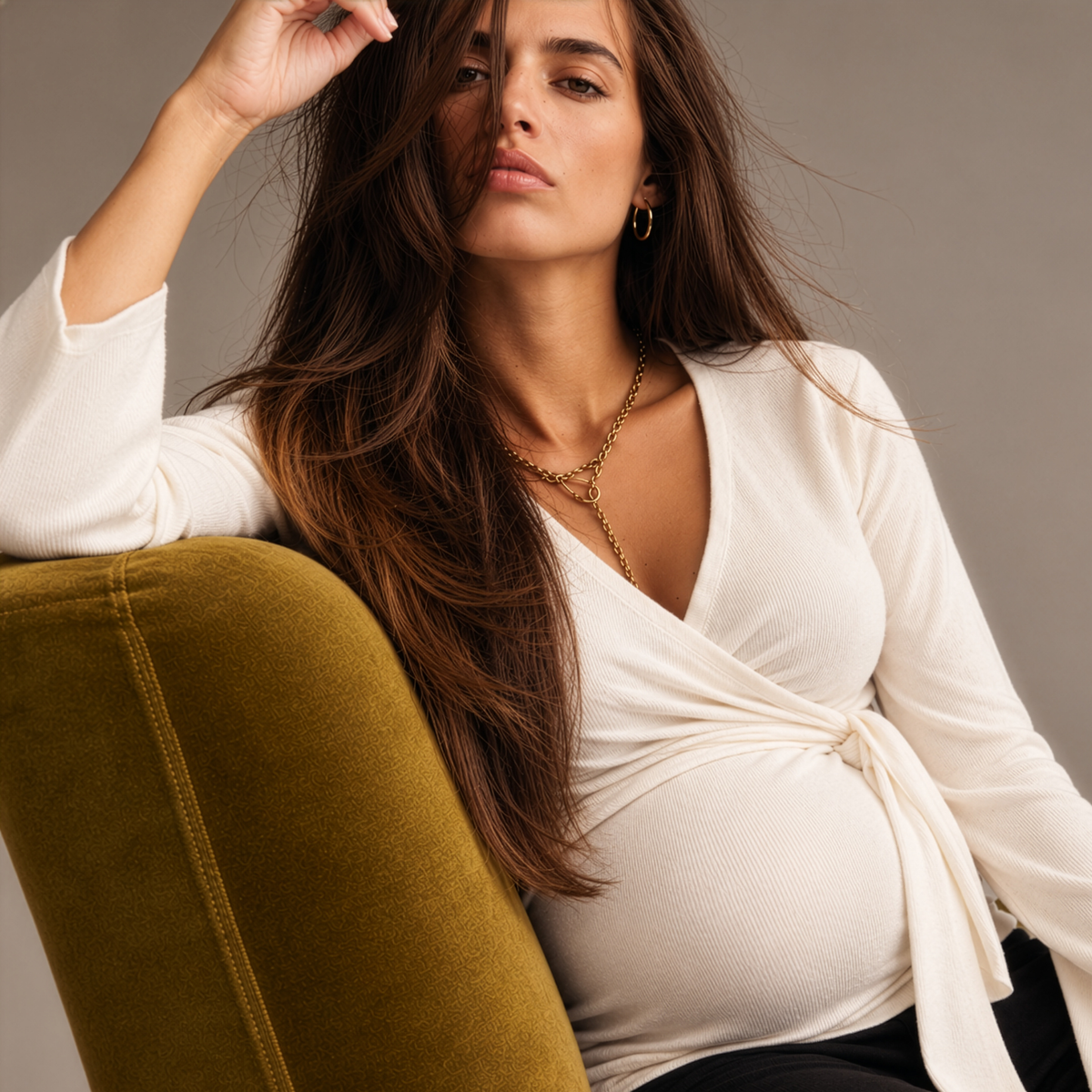 Cross Wrap Maternity & Nursing Knit Top in Ivory