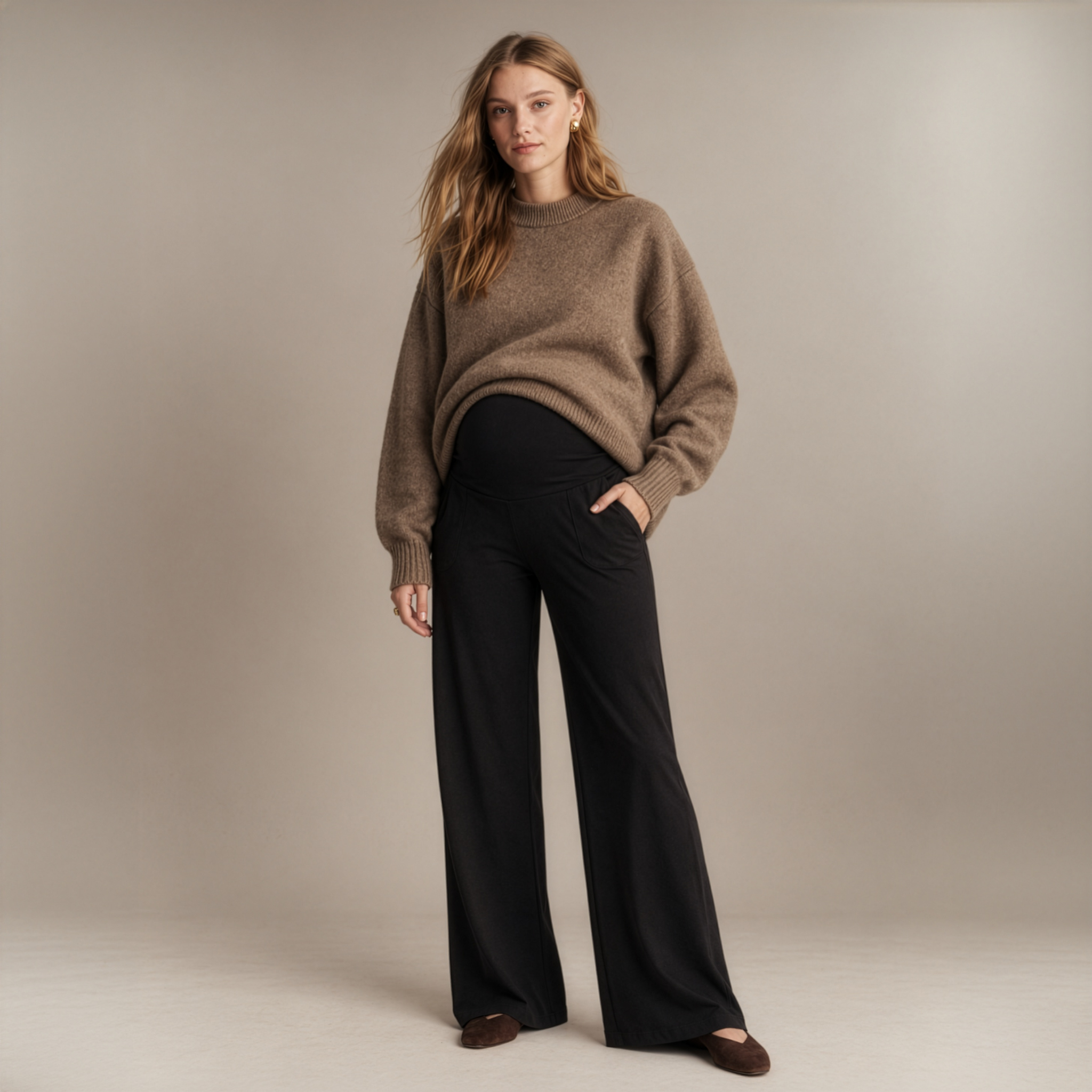 Wide Leg Maternity & Postpartum Lounge Pant in Black