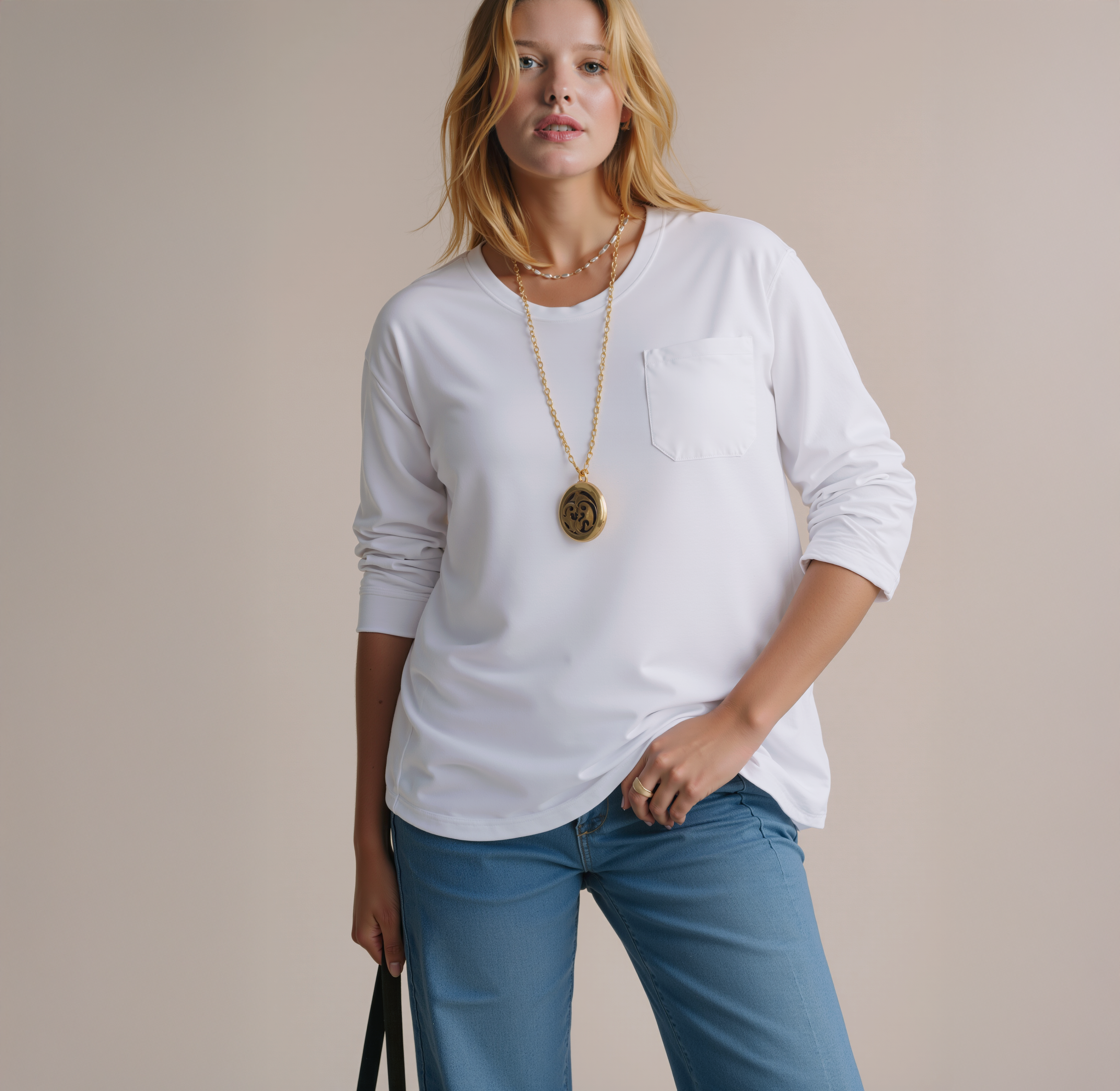 Long Sleeve Janis Tee in White