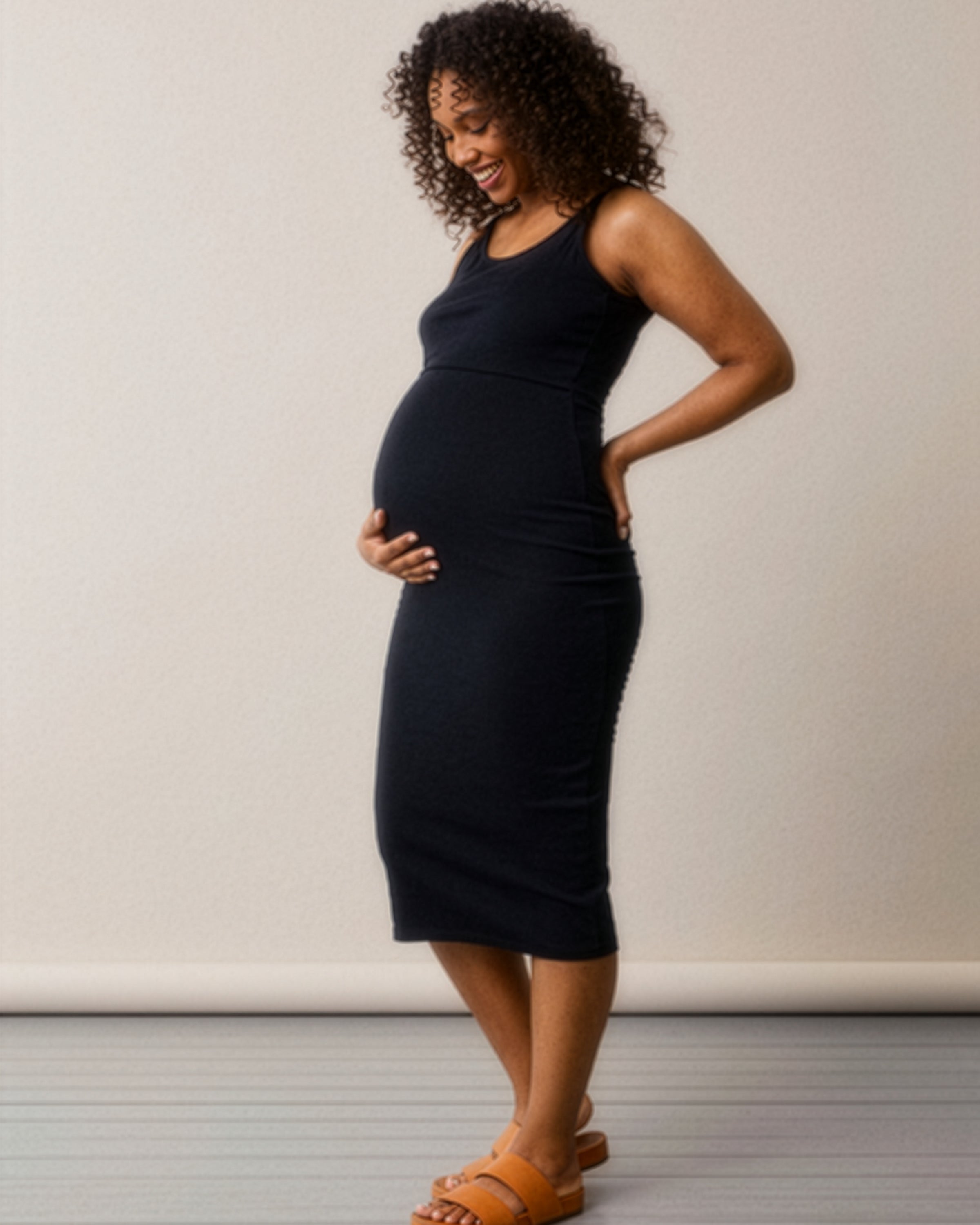 Signe Tank Maternity & Nursing Dress in Black