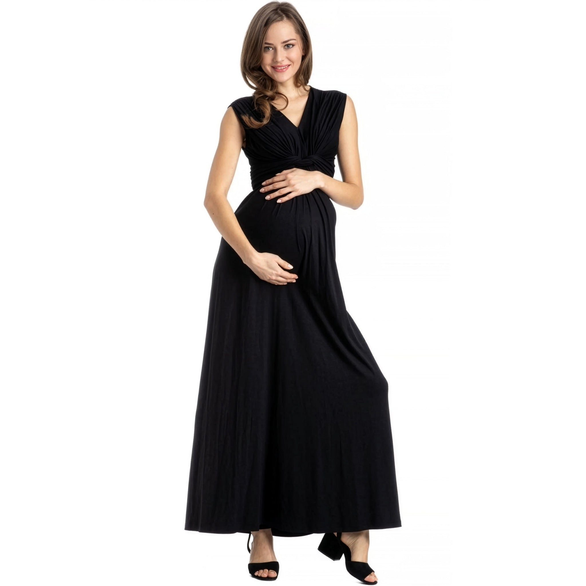 Papaver Maternity & Nursing Maxi Dress in Black