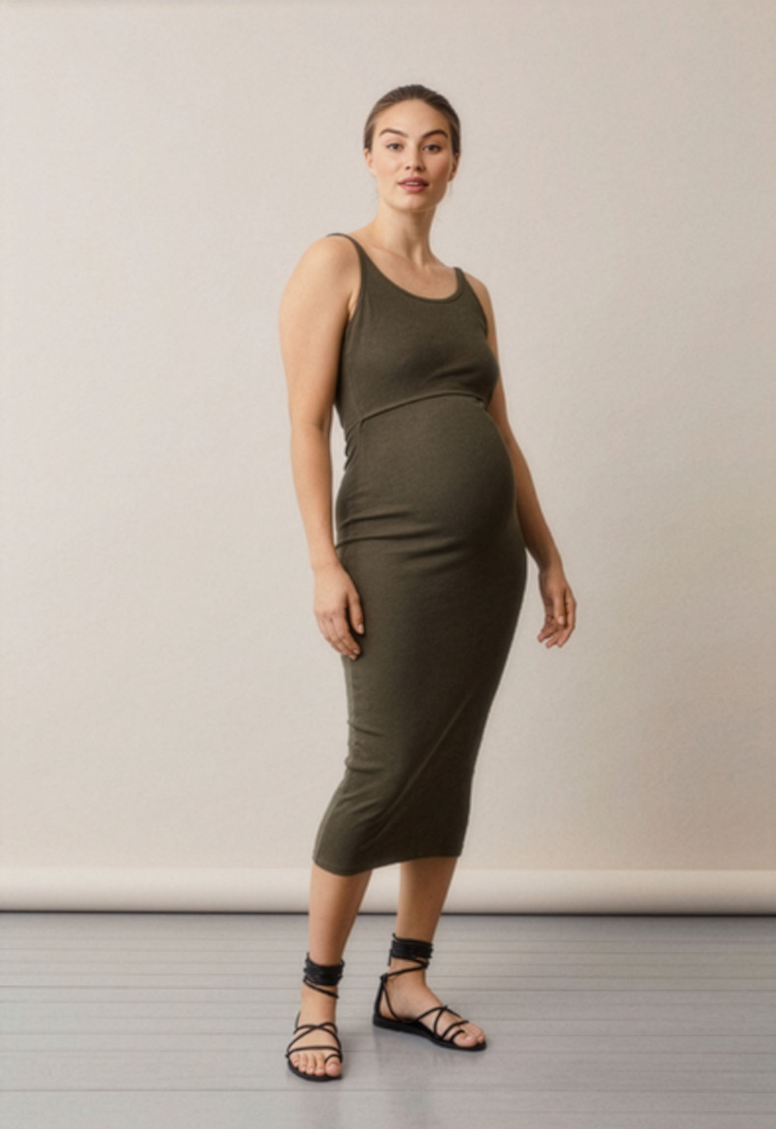 Signe Tank Maternity & Nursing Dress in Pine Green