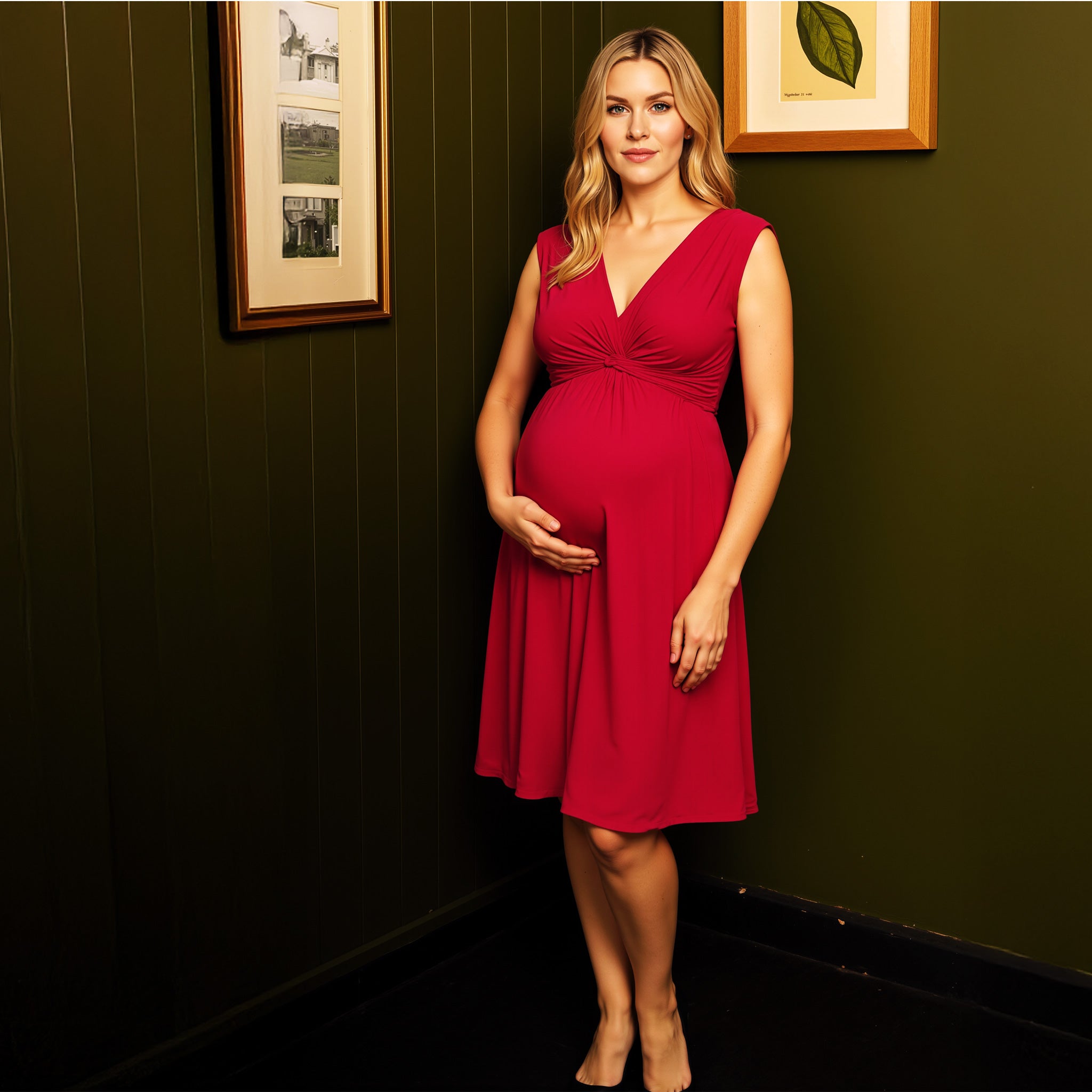 Papaver Maternity & Nursing Dress in Raspberry