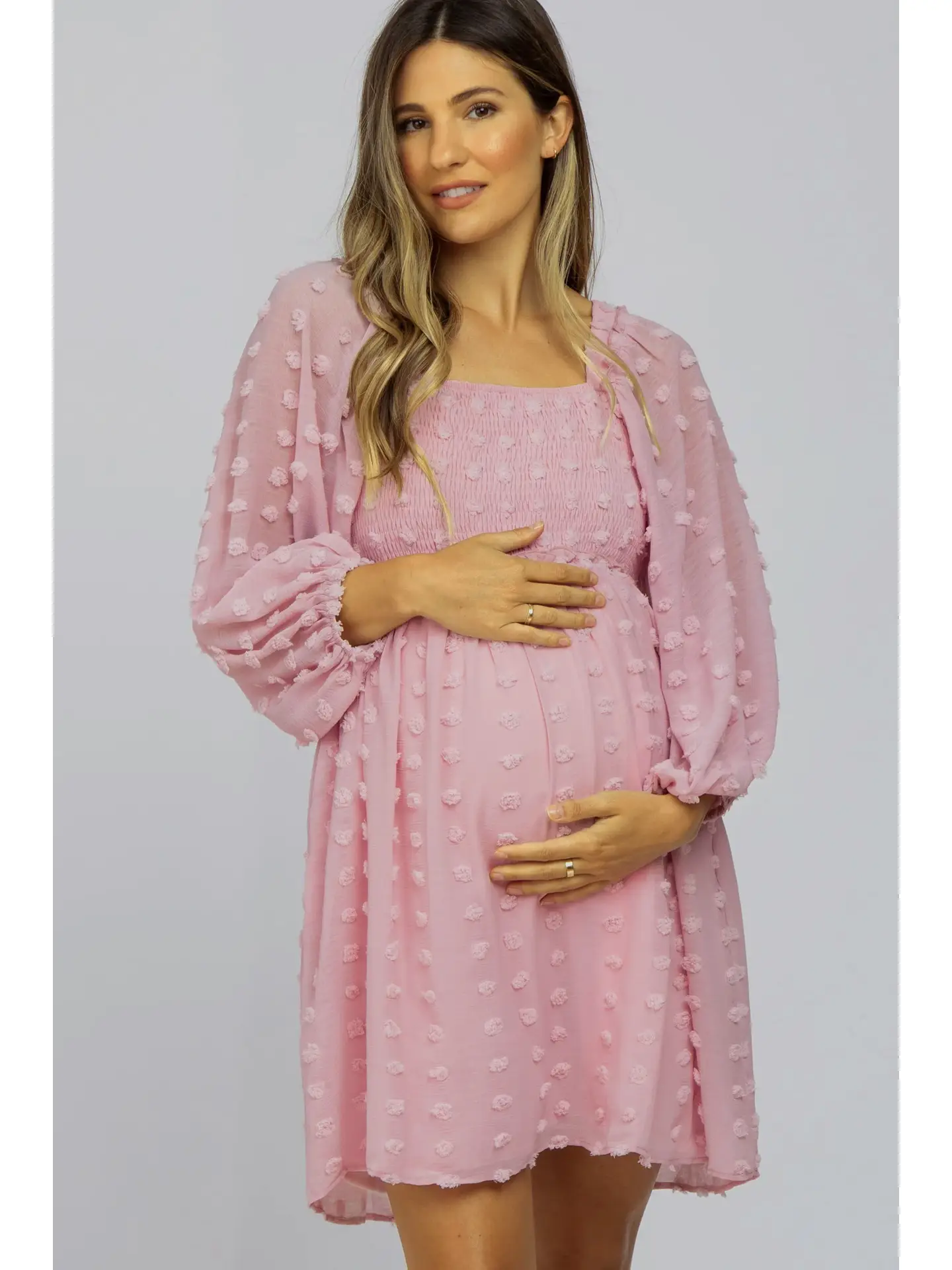 Pompom Maternity & Nursing Dress in Rich Blush
