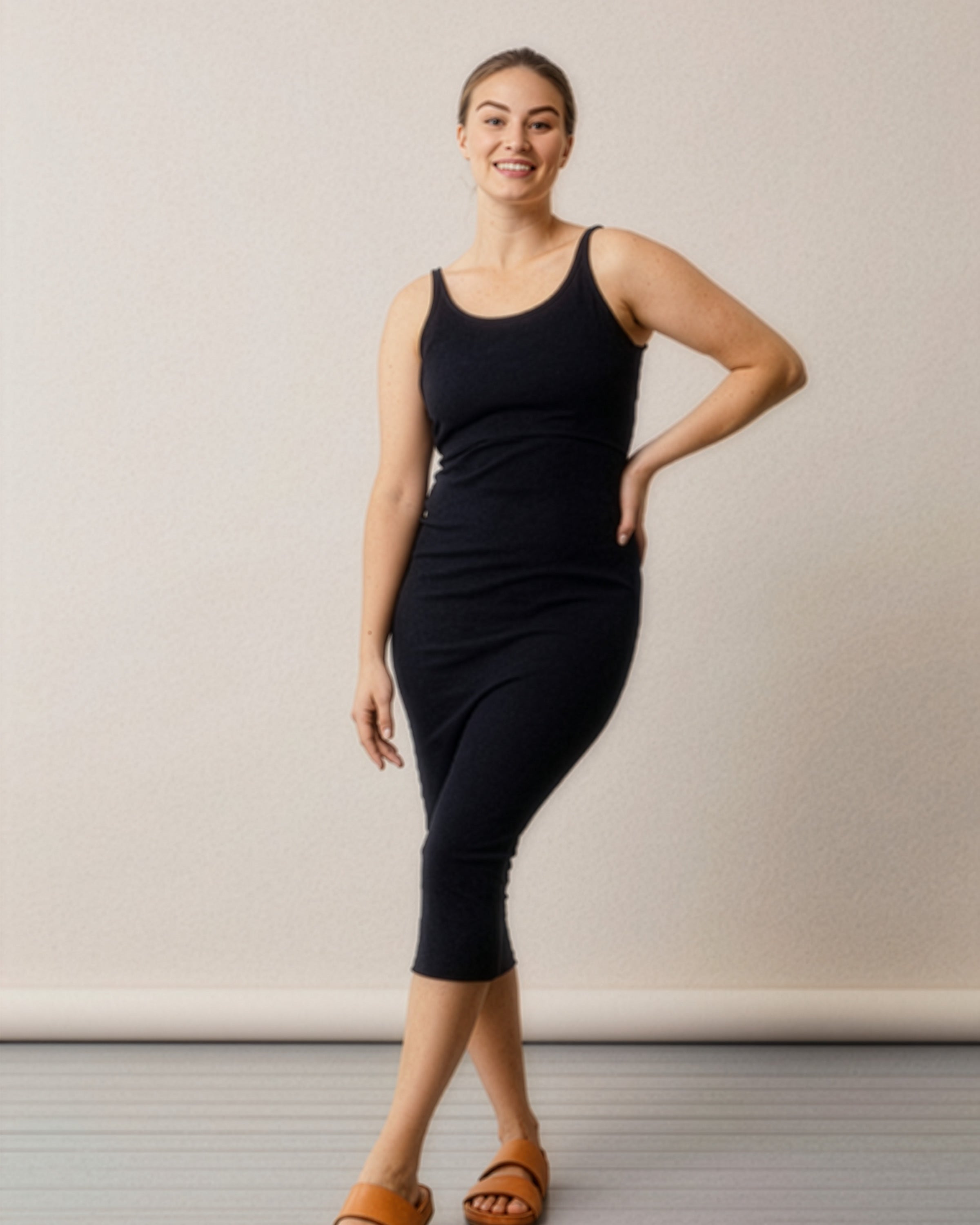 Signe Tank Maternity & Nursing Dress in Black