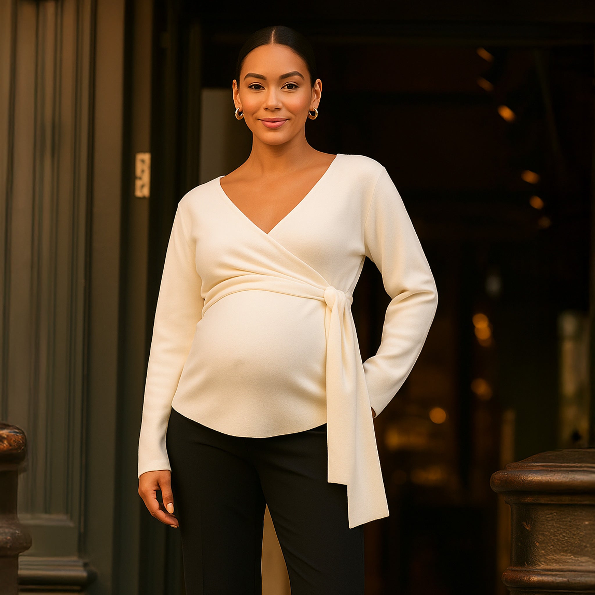 Cross Wrap Knit Feeding Top