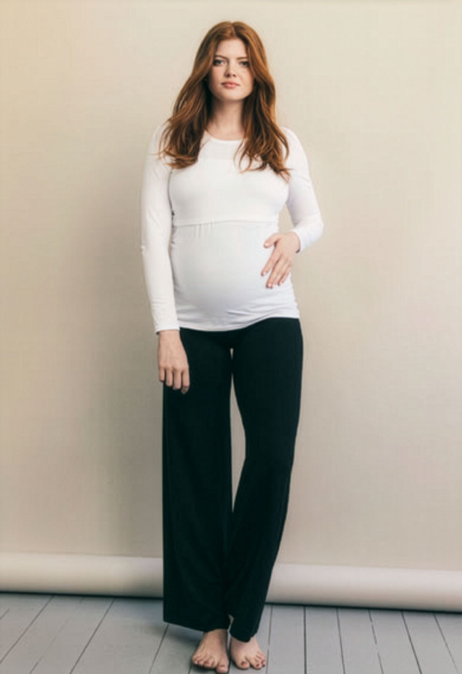The Maternity & Nursing Long Sleeve Top in White