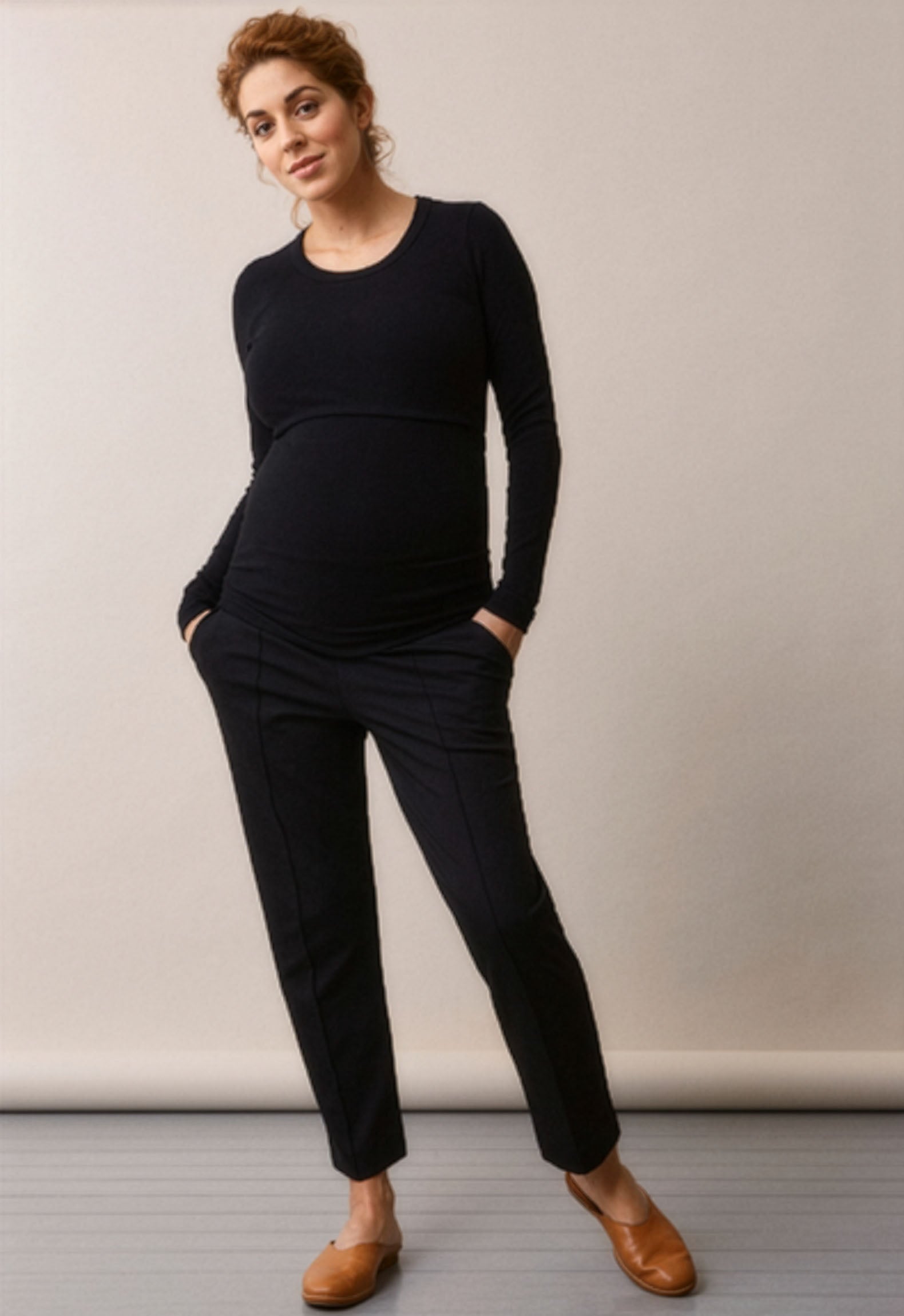 The Maternity & Nursing Long Sleeve Top in Black