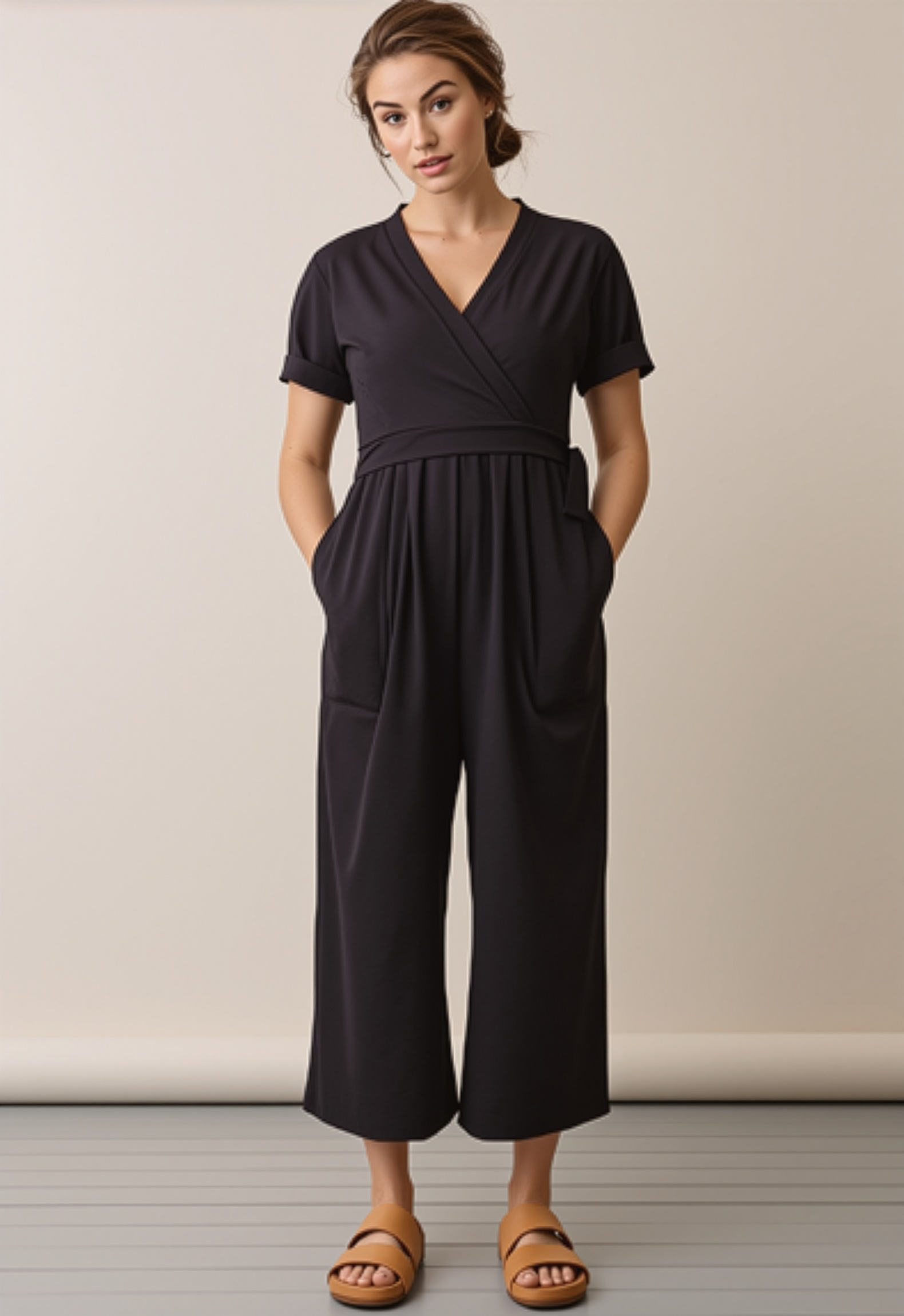 Amelia Maternity & Nursing Jumpsuit in Black