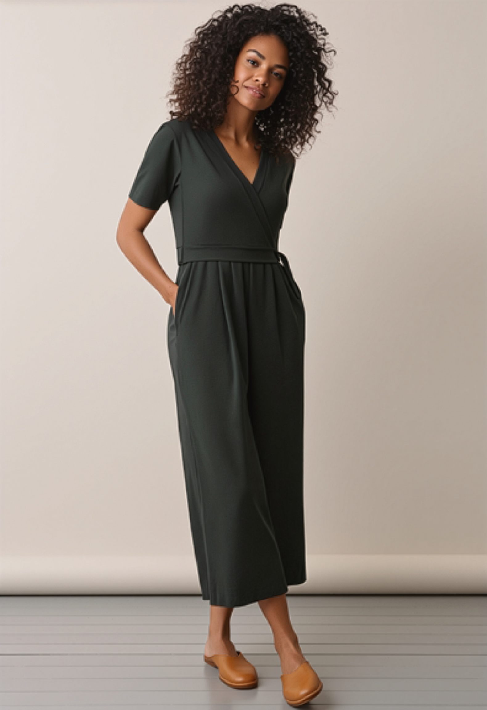 Amelia Maternity & Nursing Jumpsuit in Deep Green