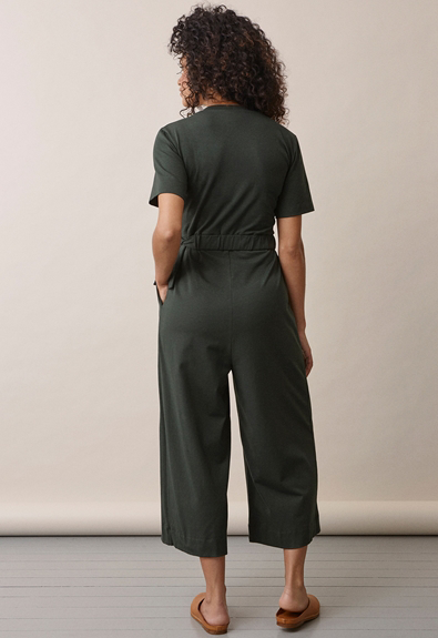 Amelia Maternity & Nursing Jumpsuit in Deep Green