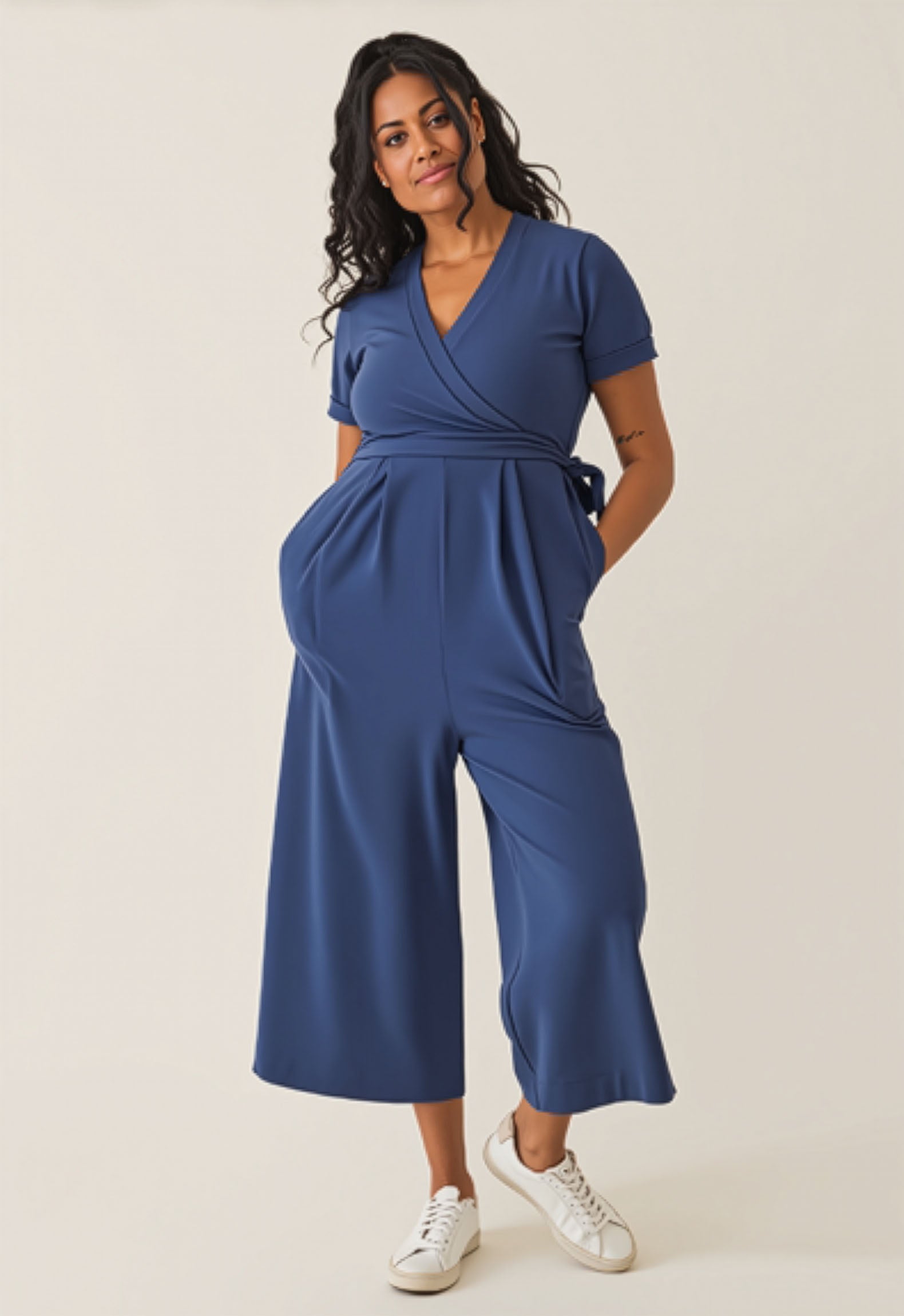 Amelia Maternity & Nursing Jumpsuit in Indigo