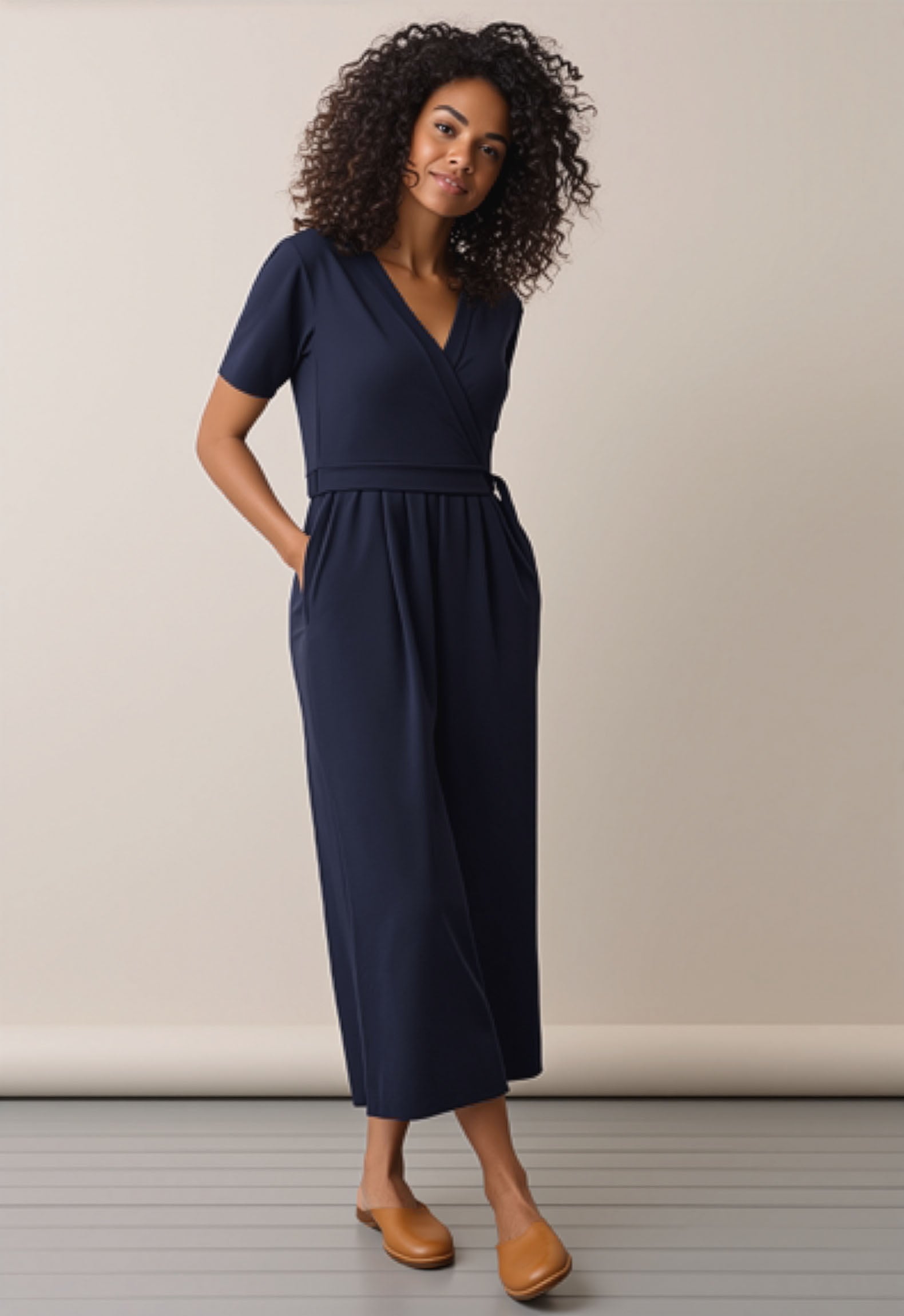 Amelia Maternity & Nursing Jumpsuit in Midnight Blue