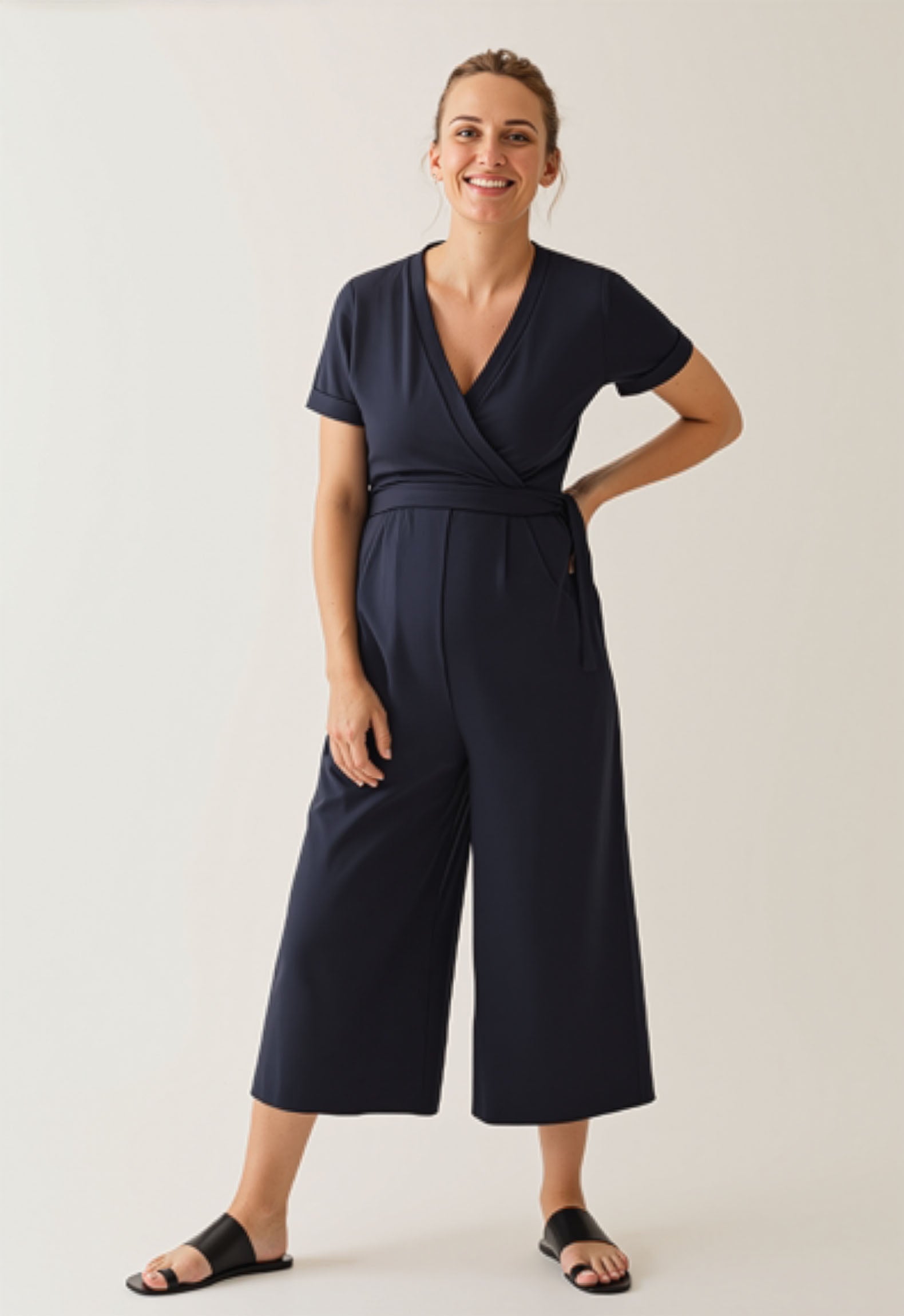 Amelia Maternity & Nursing Jumpsuit in Midnight Blue