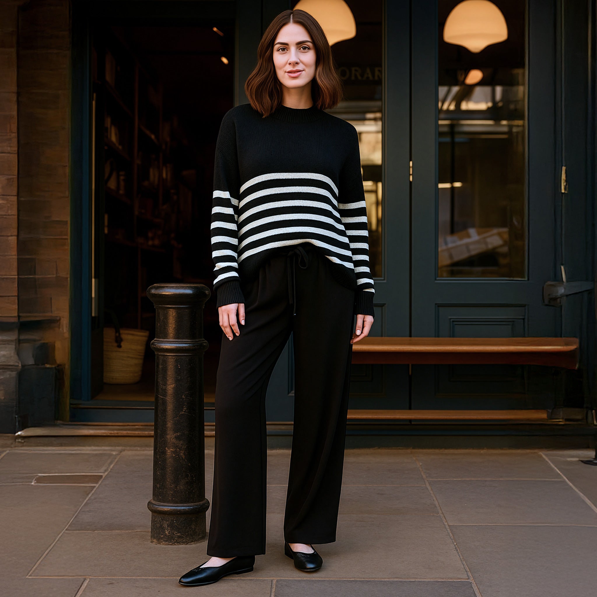 Gerrie Nursing Knit in Black & Vanilla
