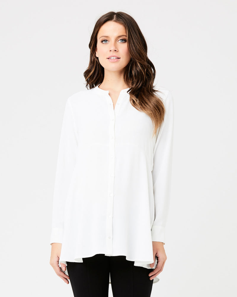 Peplum Maternity & Nursing Shirt in White
