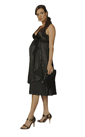 Maggie Satin Dress in Black & Chocolate - hautemama