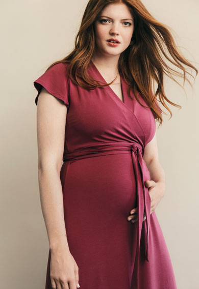 Alicia Maternity & Nursing Maxi Dress in Soft Cherry - hautemama