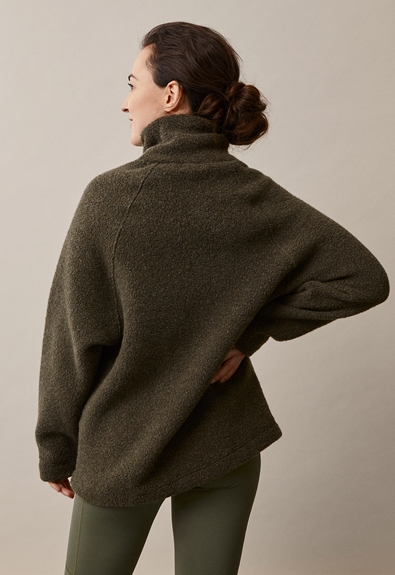 Wool Pile Sweater in Pine Green - hautemama